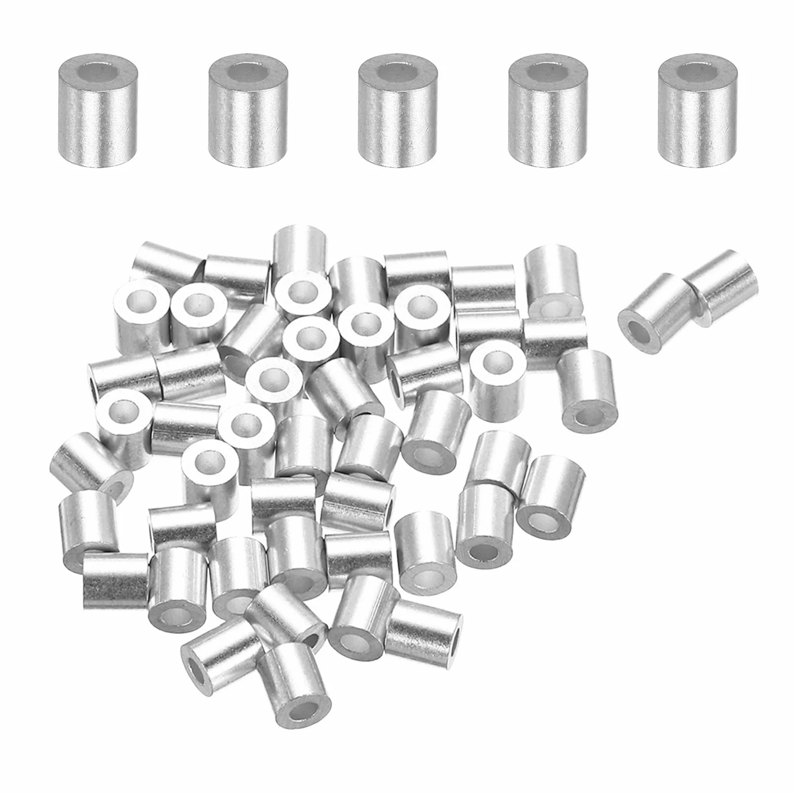 QUARKZMAN Aluminiowa linka druciana, tuleja do zapychania 1/16" (2 mm) zaciskana pętla tulejka okrągła końcówka kabla do liny drucianej, smycz kablowa, opakowanie 50 sztuk