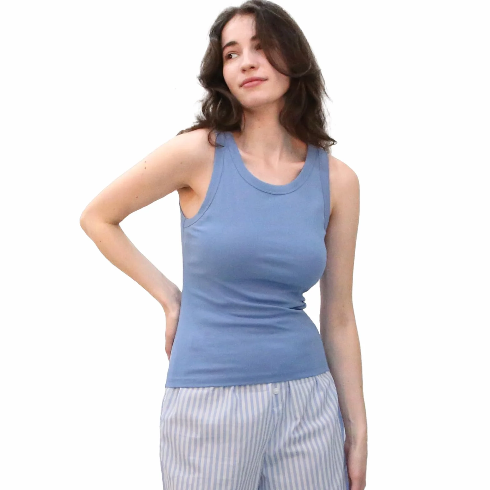Damski tank top z bawełny o dopasowanym kroju, zestaw 2 szt