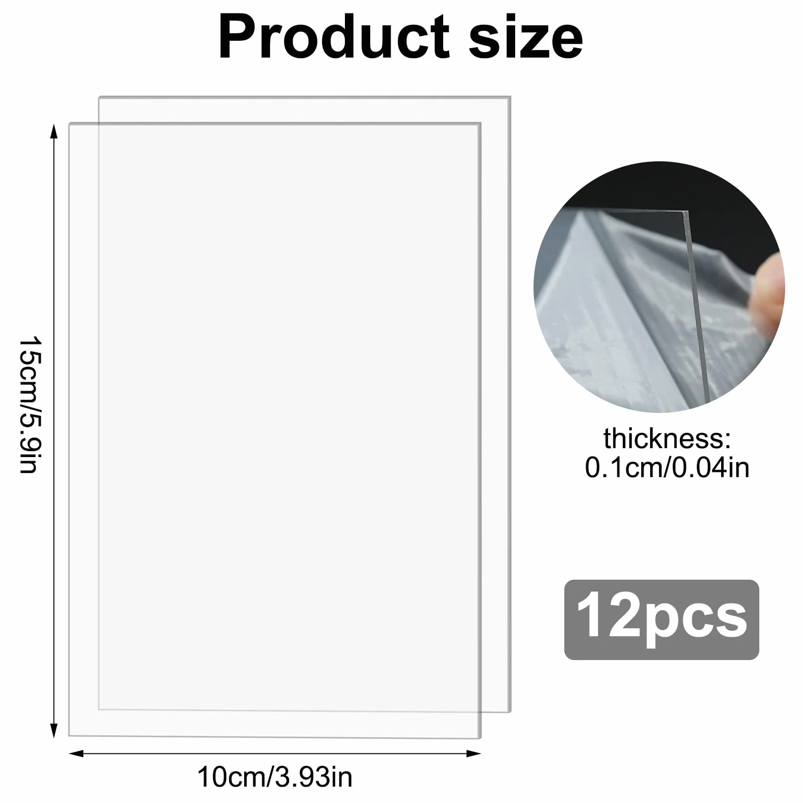 12 sztuk akrylowych płyt z tworzywa sztucznego, 10 x 15 cm, płyty akrylowe, przezroczyste płyty ze szkła akrylowego, płyty z tworzywa sztucznego 1 mm, przezroczyste płyty akrylowe do ramek na zdjęcia