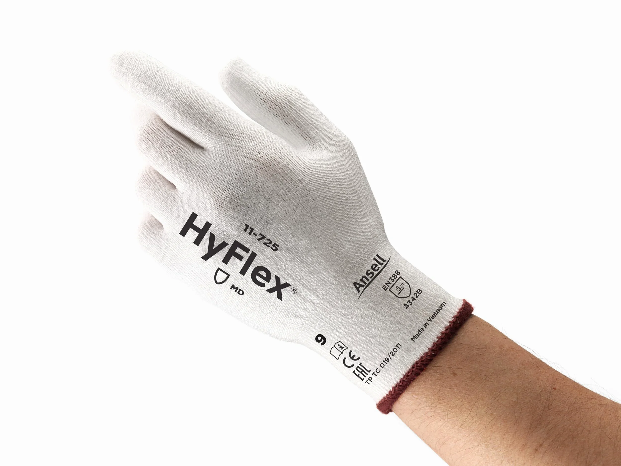 Ansell Hyflex 11-725 Robocze rękawice do ochrony mechanicznej, Rozmiar 10 (XL), Biały (12 Par)