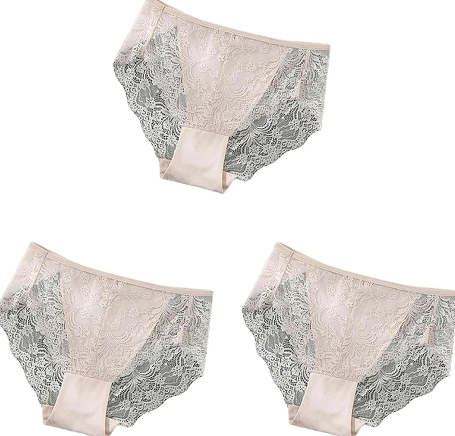 Bielizna Damska 3szt Plus Size Koronkowa Bielizna Majtki Wysoki Stan Bielizna Damska Kwiatowa Bielizna Miękkie Damskie Figi, S30-3fuse 3pcs, S 40-55kg
