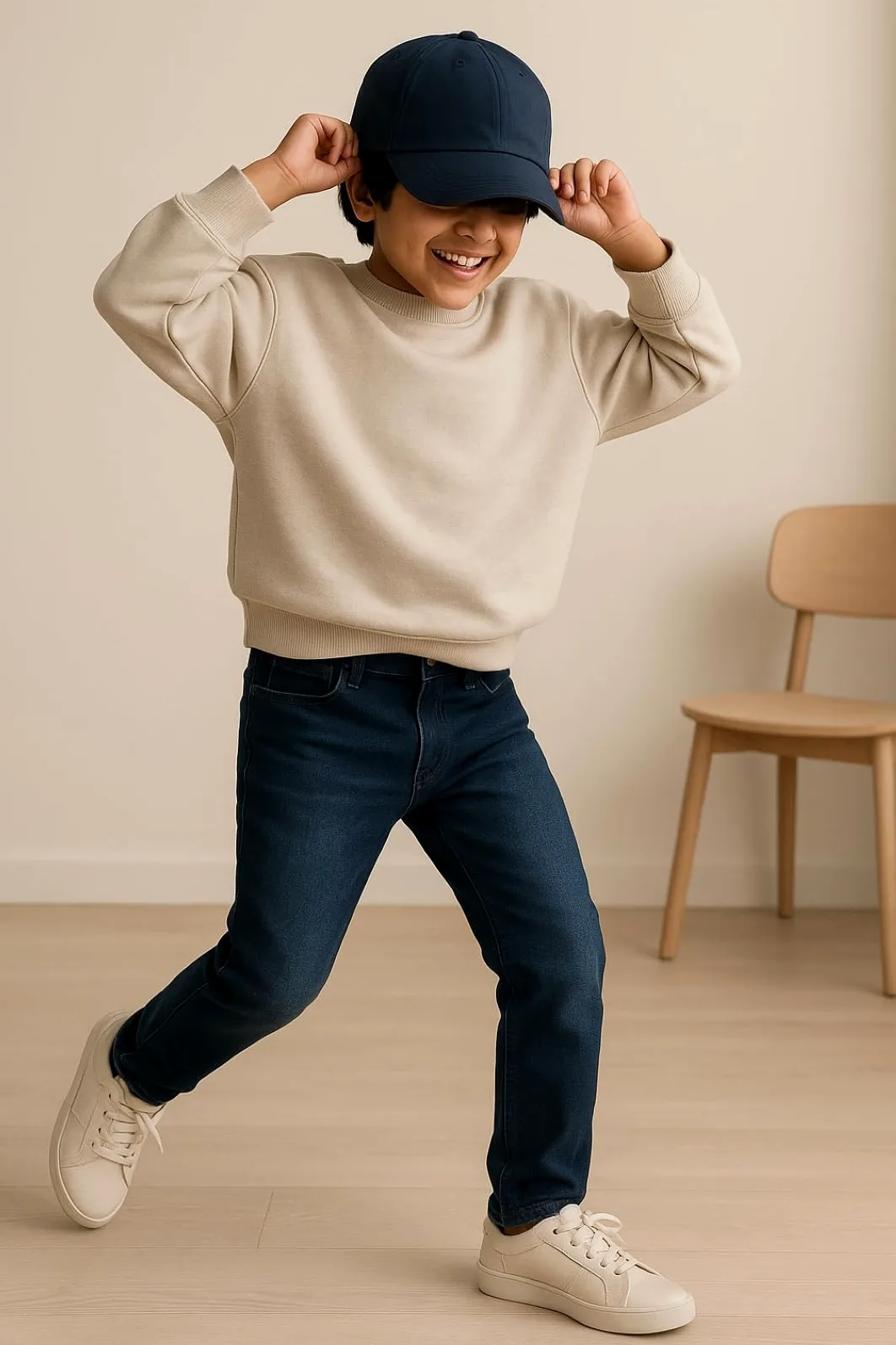 Tales & Stories Chłopięce dżinsy slim fit | stylowe spodnie ze średnim stanem z 5 kieszeniami | trwała bawełna denim lycra z zapięciem na guziki | odzież codzienna