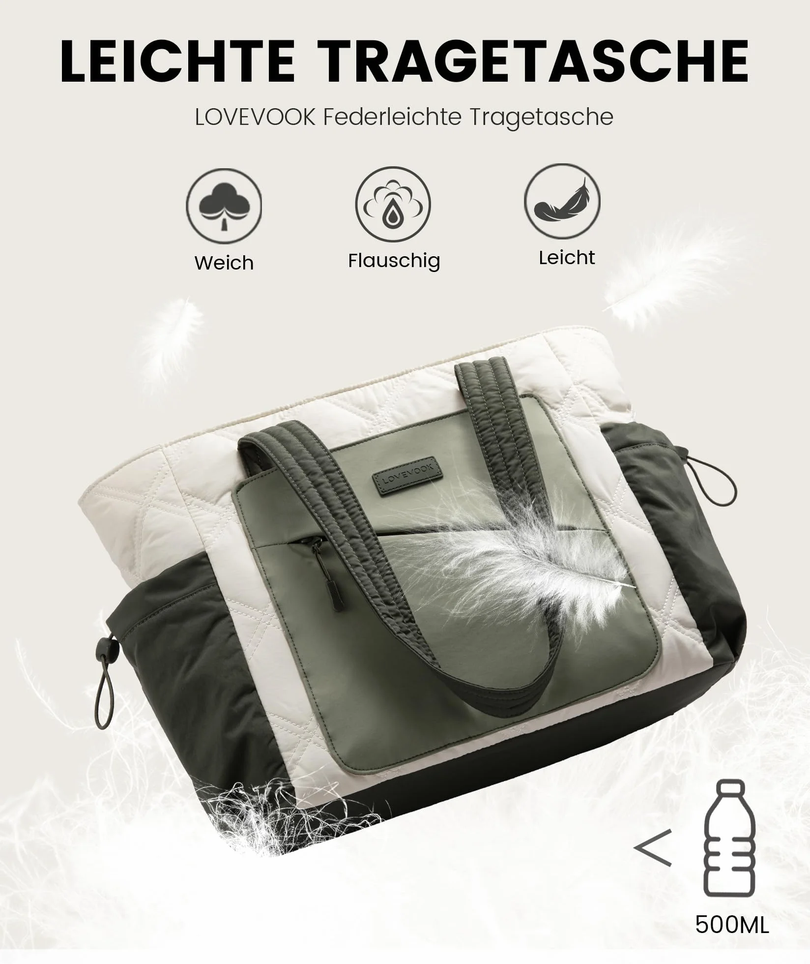LOVEVOOK Duża torebka na laptopa o przekątnej ekranu 15,6"/17,3", torba robocza, torba na zakupy, torba szkolna, aktówka, torba biurowa, torba na ramię, uniwersalna