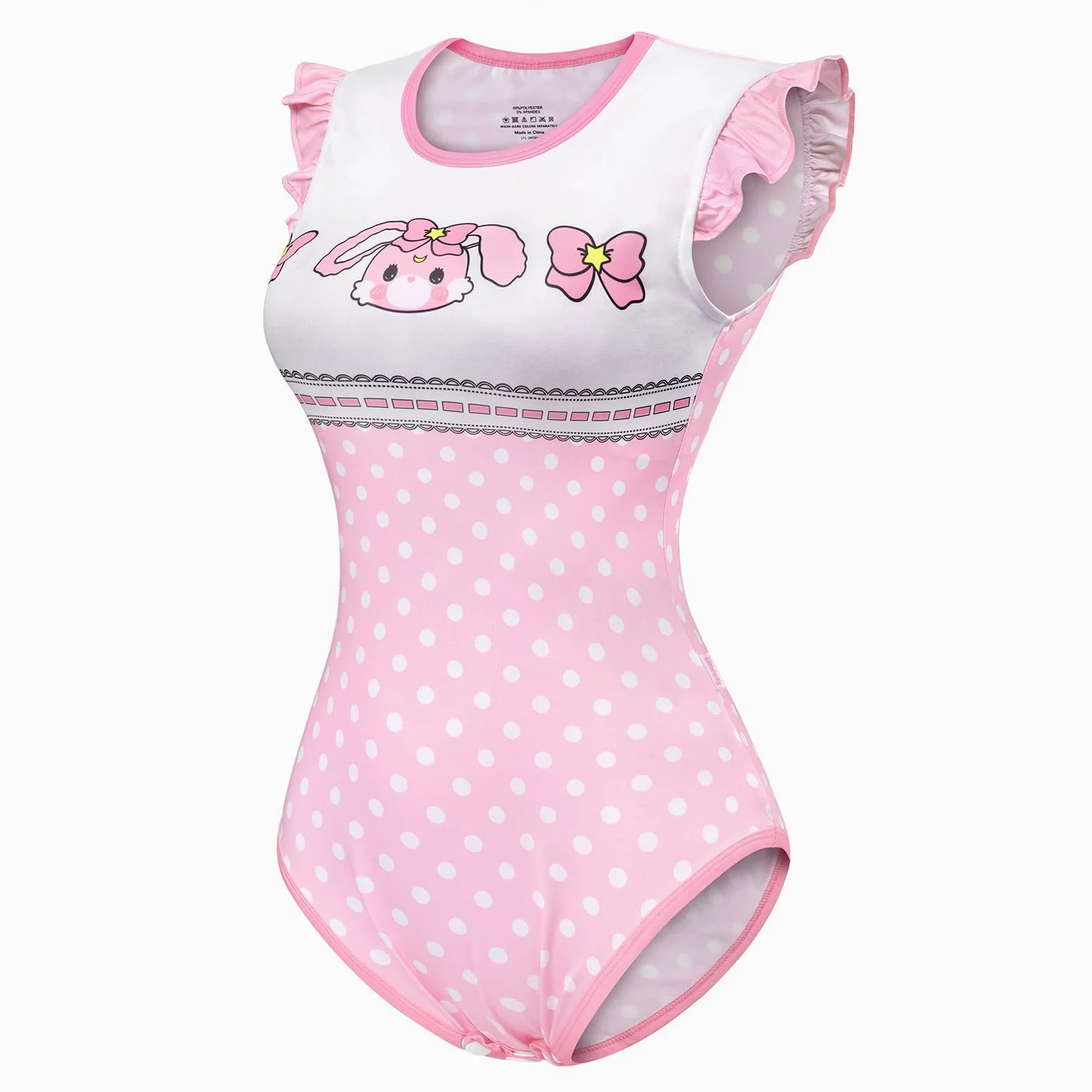 LittleForBig Jedwabisty kombinezon bez rękawów z falbanką Onesie Piżama Body - Usagi Vintage Onesie