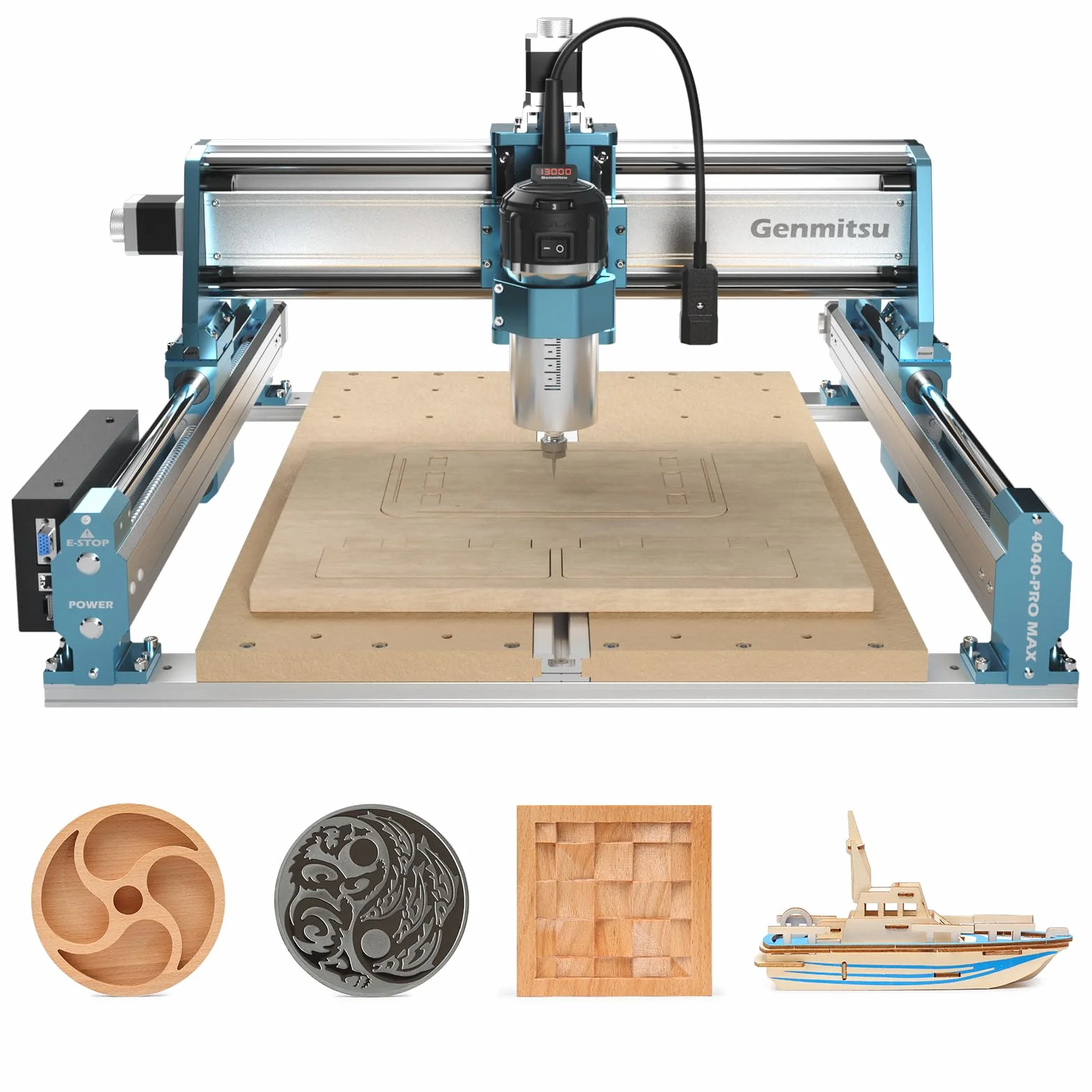 Genmitsu 4040-PRO MAX Maszyna CNC z trymerem 710 W, napędzanie szyną liniową, 3-osiowa maszyna do grawerowania drewna, metalu, akrylu, do frezowania