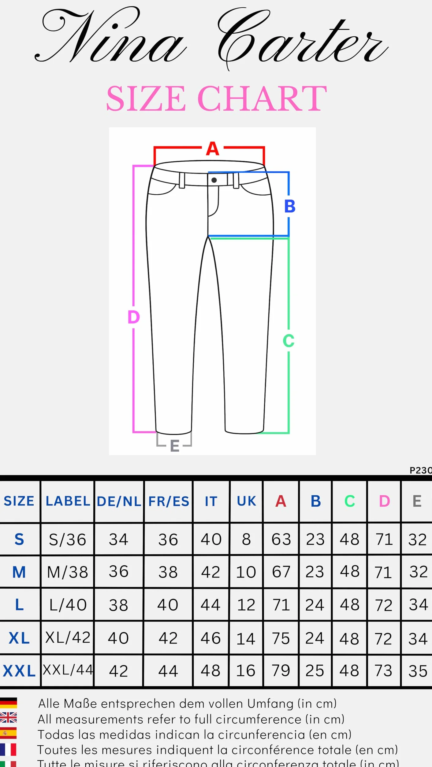Nina Carter P230 damskie spodnie dżinsowe Capri Skinny Fit High Waist