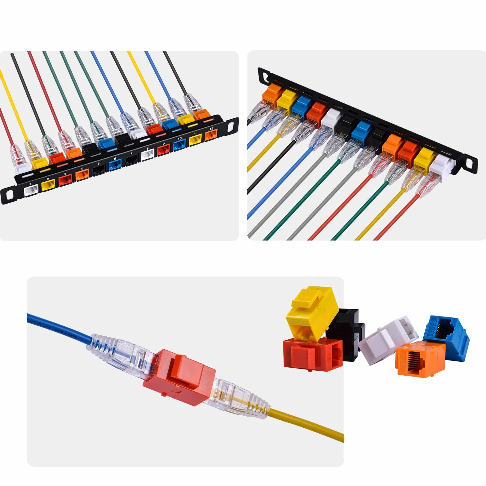 GeeekPi 25.4 cm 0,5U 12-portowy pusty panel krosowy Keystone z wkładką Keystone Cat6 RJ45 do szafek sieciowych DeskPi RackMate T0/T1/T2