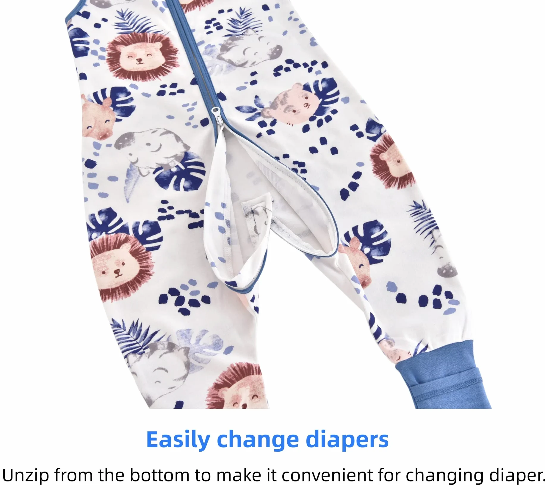 Chilsuessy śpiworek niemowlęcy z nogawkami, 1,5 TOG, 100% bawełna, całoroczny śpiworek dla dzieci, zebra, 70 cm / wzrost dziecka 75-85 cm