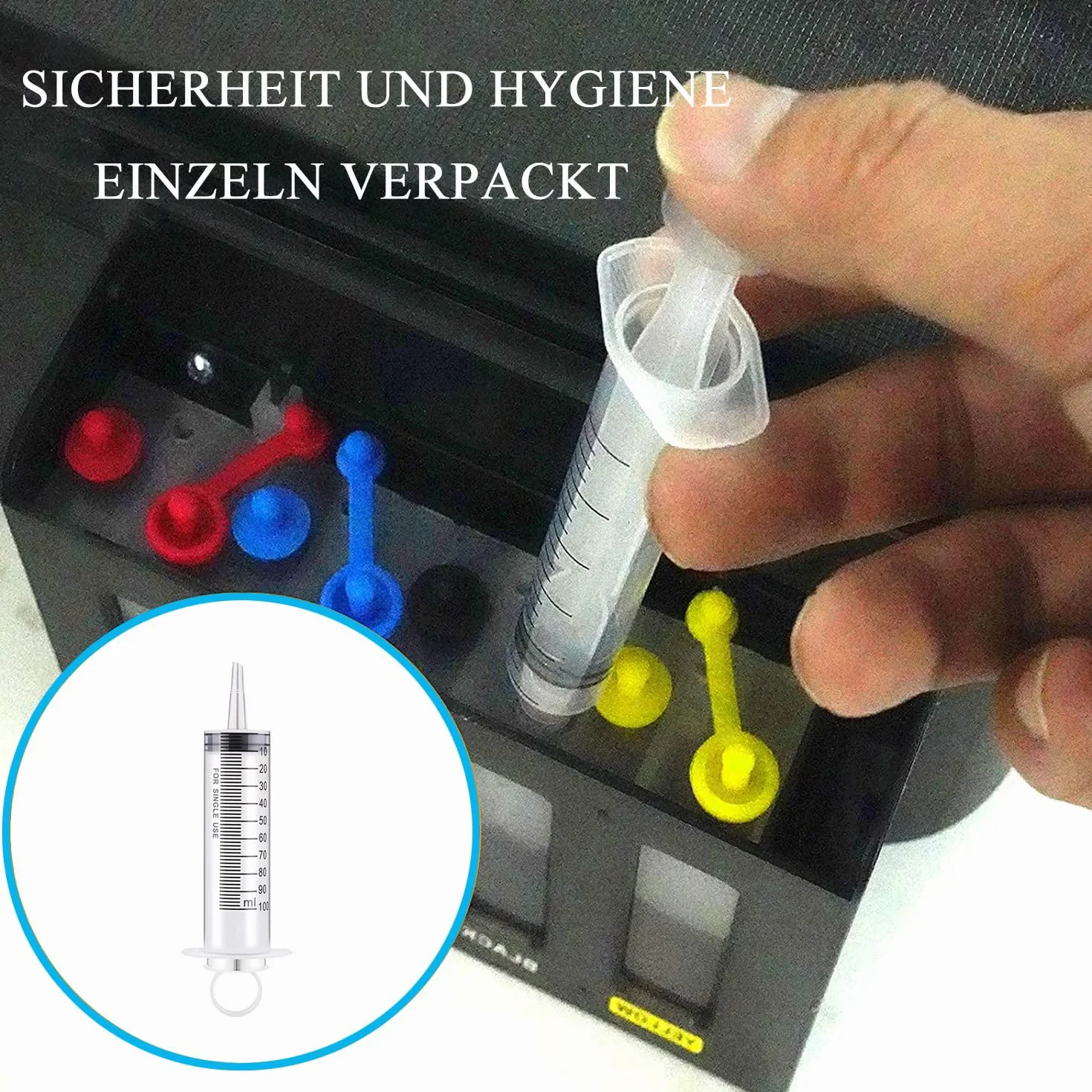 Duża plastikowa strzykawka z 1 wężykiem do płynu do silnika, karmienia zwierząt, eksperymentów, zastosowań przemysłowych, 100 ML