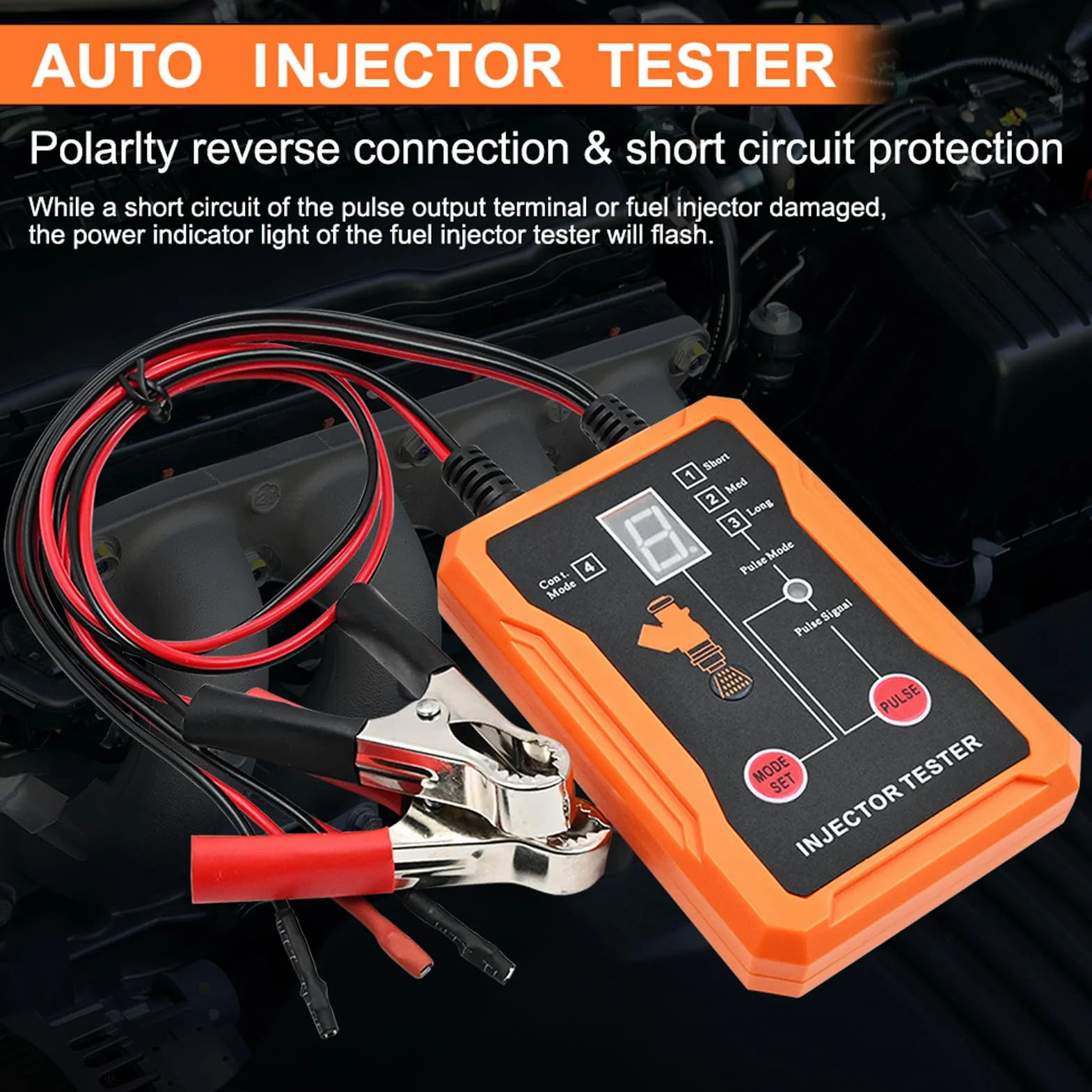 ciciglow Tester i Czyszczenie Wtryskiwaczy Paliwa, 8 Trybów Impulsów 2 Zaciski Wyjściowe, LCD wyświetlają Zwarcie ochronę, z 4 Uniwersalnymi Adapterami, dla 12V EFI GDI Benzynowe (WHITE)