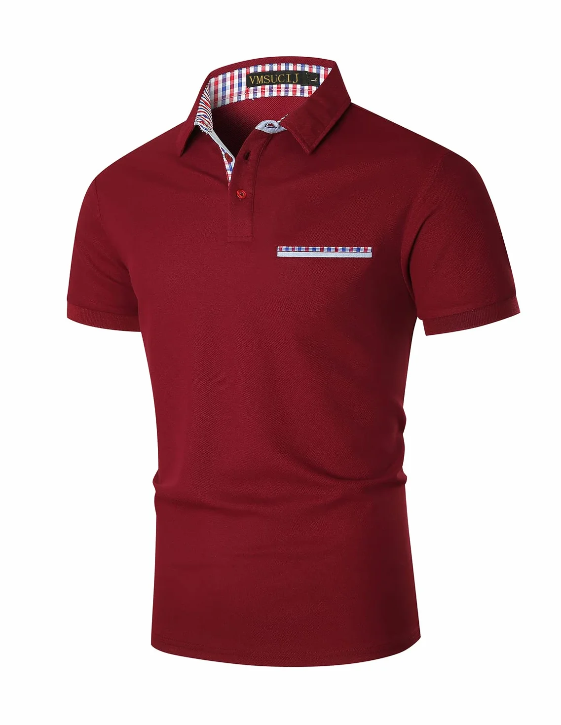 Męska koszulka polo, slim fit, lekka i oddychająca koszulka polo z krótkim rękawem, sportowa koszulka polo w kontrastowym kolorze, z kieszenią