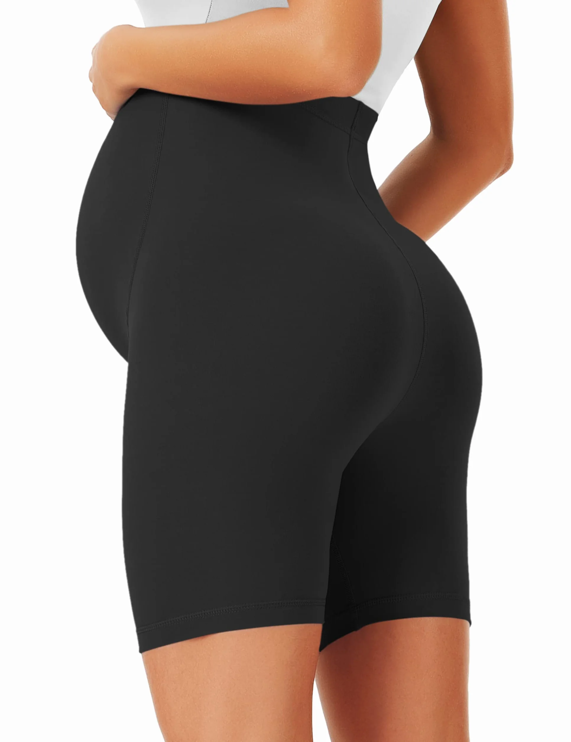 BAYDI Creamlush krótkie legginsy ciążowe oddychające regulowanym ściągaczem do jogi