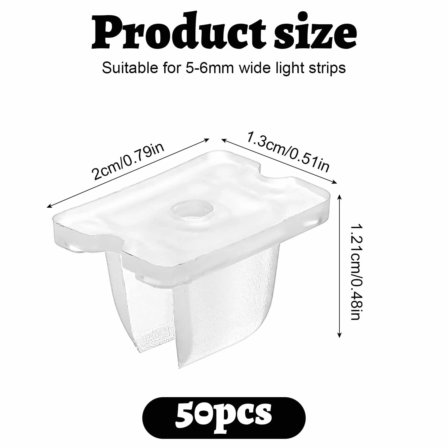 Nogeqi 50 sztuk neonowych uchwytów do taśm LED od 5 mm do 6 mm, odporne na działanie wody, mocowanie silikonowych pasków LED, w zestawie śruby do pasków świetlnych LED, kolor biały