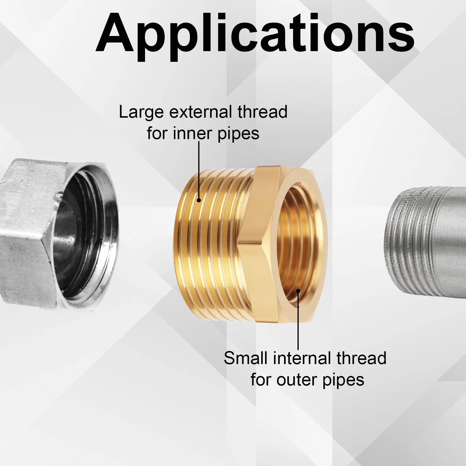 lasuroa 9szt Mosiężny Reduktor Sześciokątny Tuleja, 1/4" NPT Męski do 1/8" NPT Żeński Gwintowany Złączka Reduktor Adapter do Instalacji Wodociągowych Hydraulicznych i Gazowych