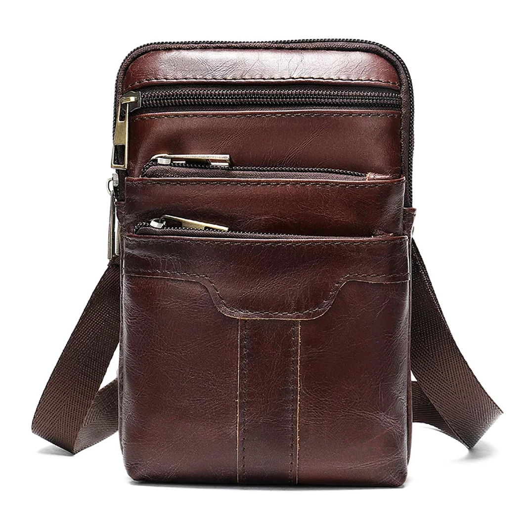Torba na ramię z prawdziwej skóry na telefon komórkowy dla mężczyzn saszetka na talię portfel crossbody podróż biznesowa torba kurierska