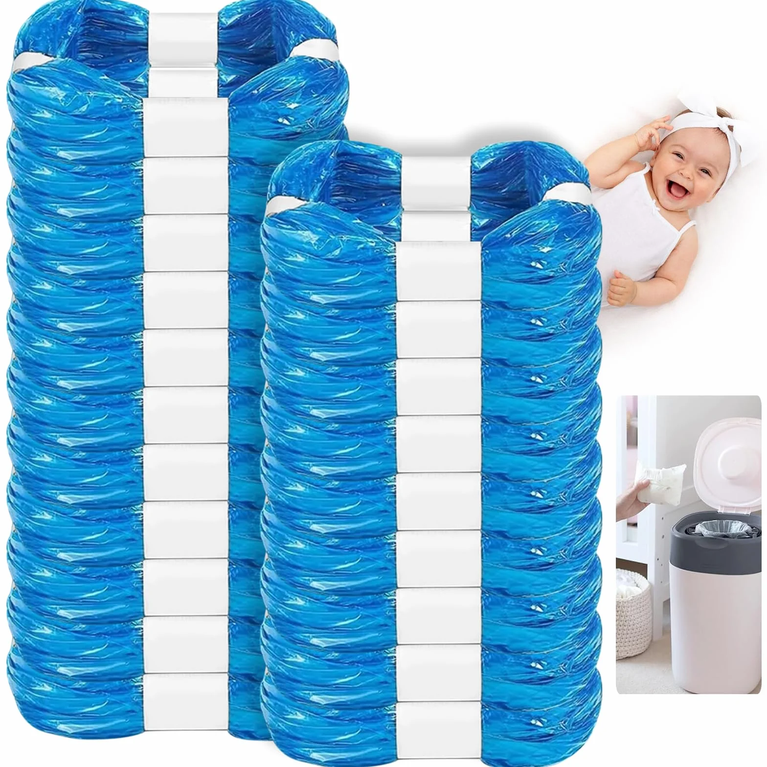 20 Sztuk Kaset Uzupełniających do Wiaderek na Pieluchy, Wiaderek Foliowych Kompatybilnych z Tommee Tippee, Angelcare, Wiaderek Ośmiokątnych, LitterLocker