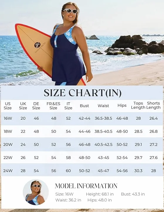 Hanna Nikole Tankini damski duży rozmiar, wyszczuplający brzuch, moda kąpielowa, push up, tankini, dwuczęściowy zestaw, wysoka talia, letnie stroje kąpielowe, tankini, górna część z szortami