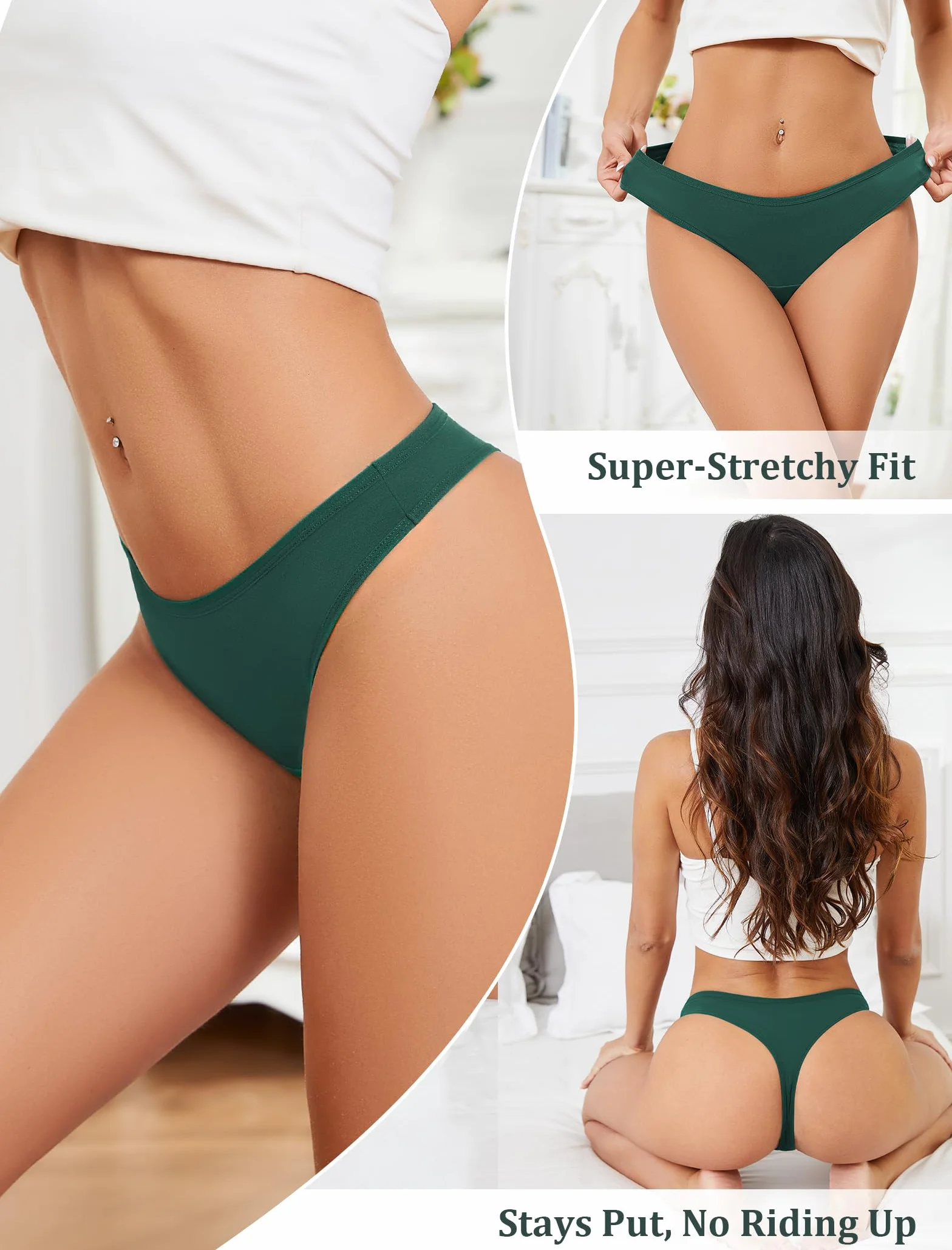 Voenxe Stringi Damskie Majtki Bawełniane,Bielizna Damska Seksowna Wielopak,Cotton Women Underwear Thong Panties,Brazylijskie Z bawełny Dla Kobiet,OddychająCe RozciąGliwe,5 Sztuk