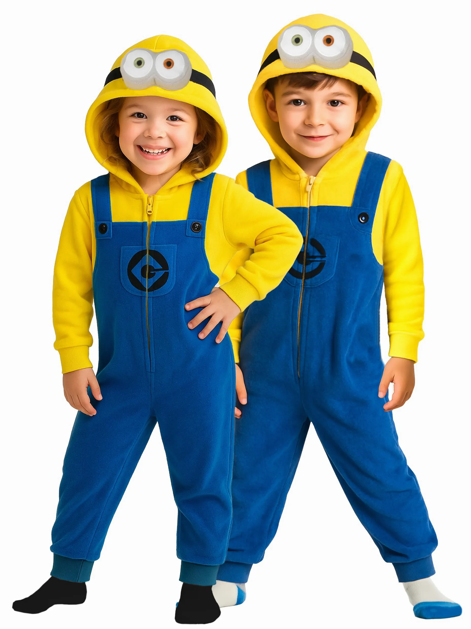 Minions kombinezon z kapturem dla dzieci jednoczęściowy żółty/niebieski