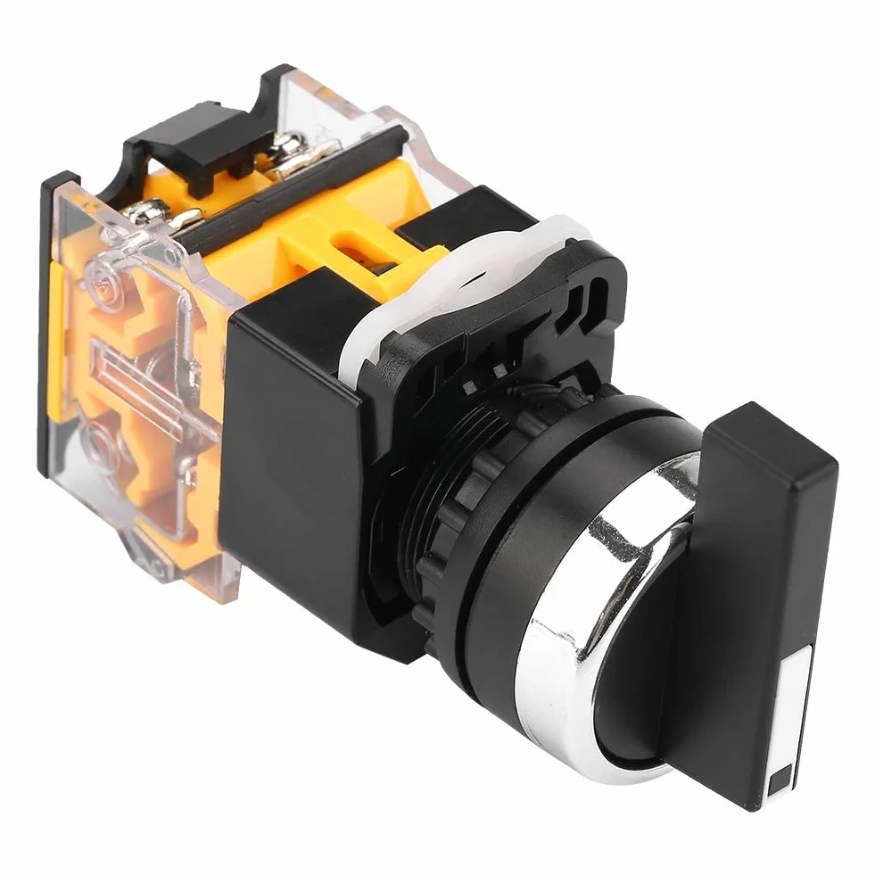 Przełącznik chwilowy przełącznika obrotowego LA38-20BX33 22 mm, 3-pozycyjny automatyczny reset mini z długim uchwytem