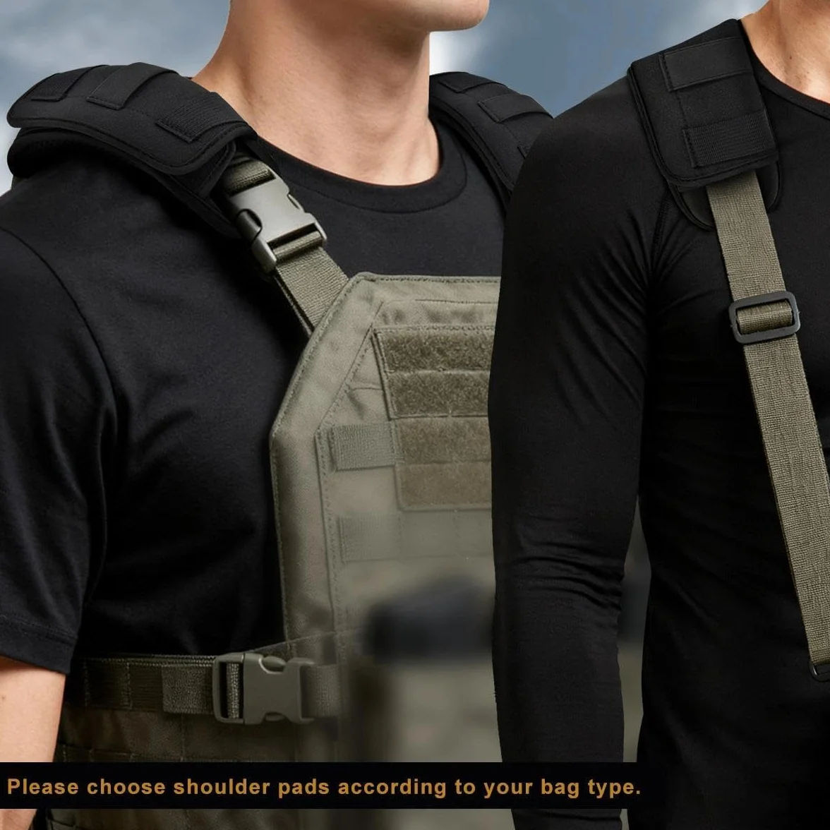 ZINZ 2-Pack Professioneller Taktischer Schulterpolster, Ultra-dick und Atmungsaktiver Schaumstoff für Westen-Schultergurte und Rucksäcke, Schwarz