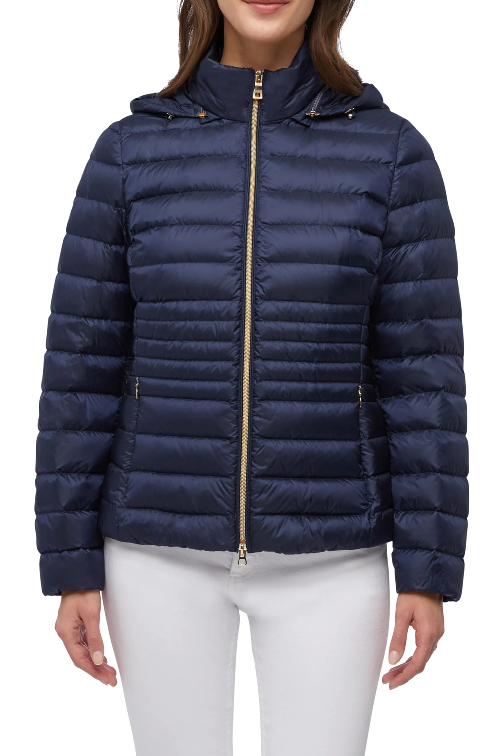 Geox Woman D JAYSEN DOWN Jacket NAVY BLZER_38, granatowy blezer, 32