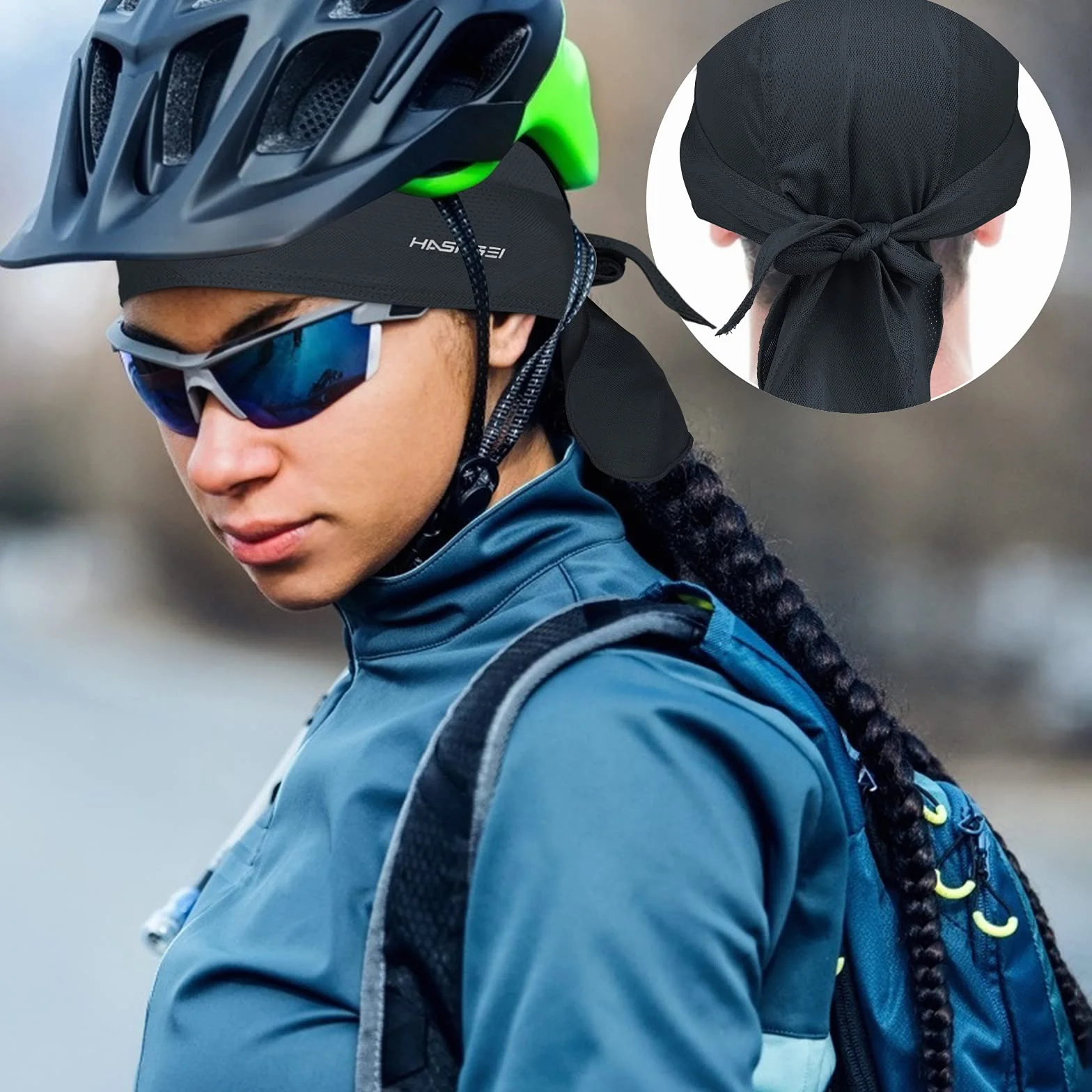 HASAGEI Sportowa bandana Cap Durag Bandana Chustka na głowę Rowerowa Nakrycie głowy Oddychająca, wchłania pot
