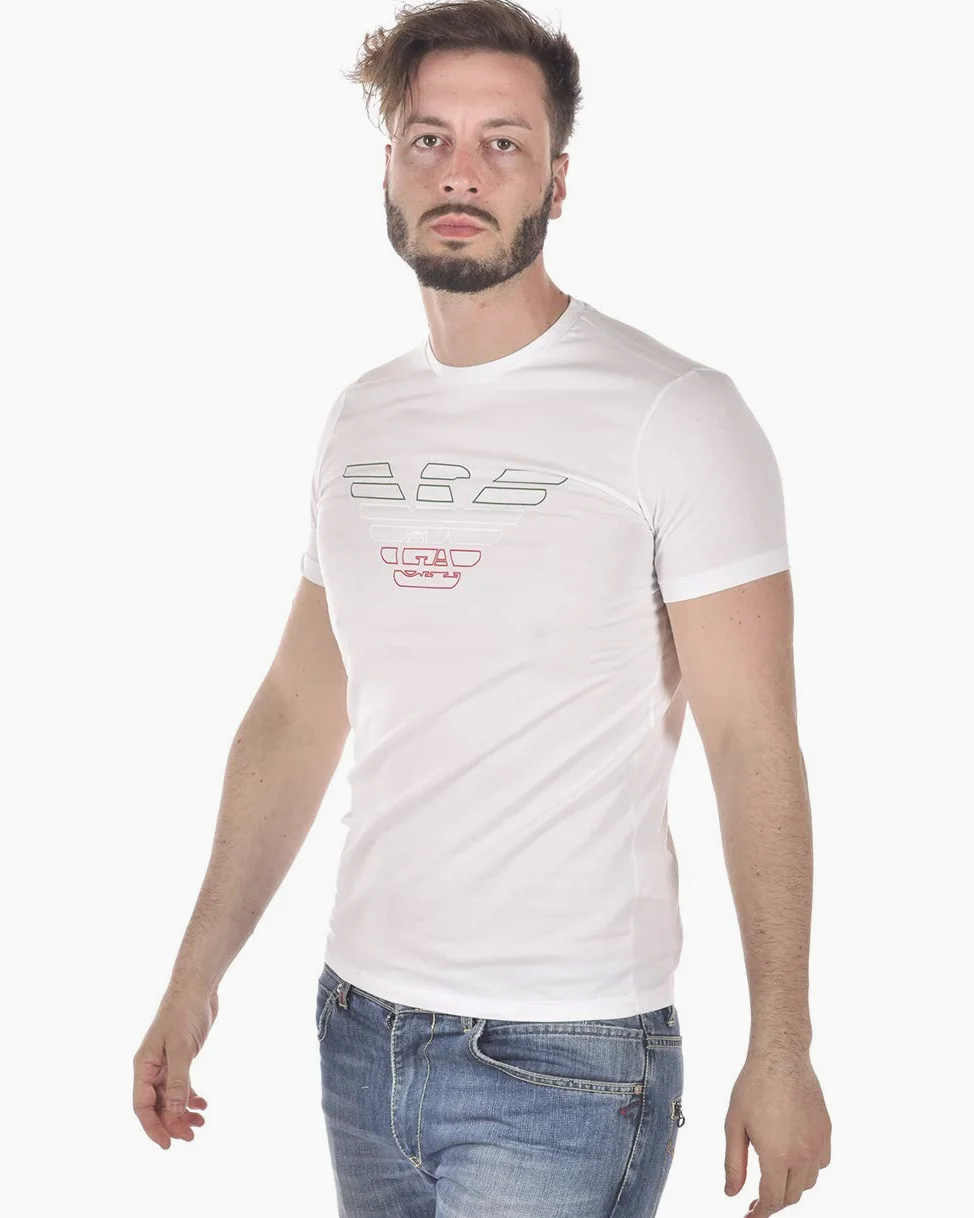 Emporio Armani T-Shirt Logo, Męskie T90, Biały, M
