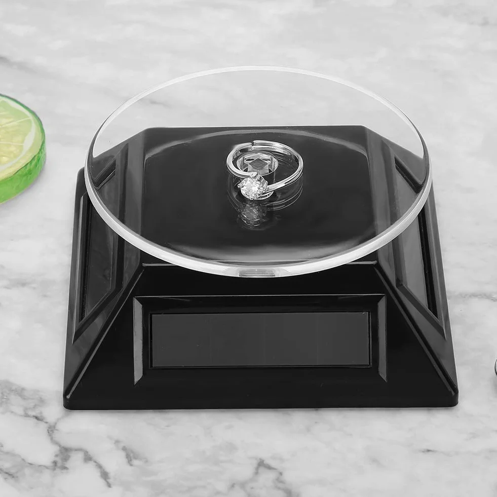 Stojak Obrotowy, Prezentacja Solarna 360 Stopni Obrotowy Organizer, Gramofon Na Produkty Fotograficzne, Biżuteria, Ciasto(Czarny)