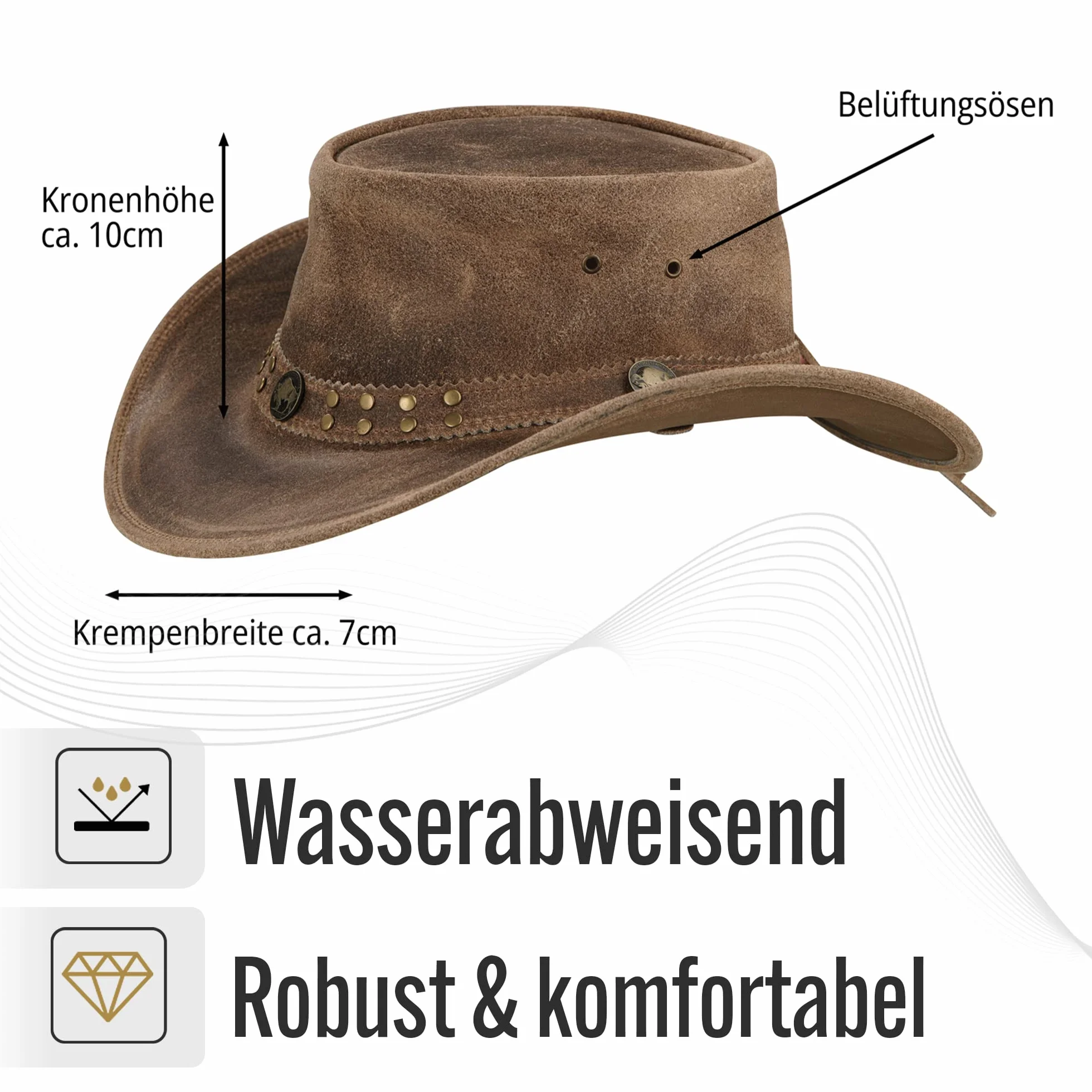 Buffalo Bill męski damski western, kowbojski kapelusz skórzany