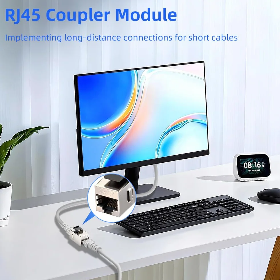 OFFCUP 5X Keystone Moduł CAT 7 RJ45, 10 Gbit/s Ethernet złącze sieciowe panel łatowy, montaż CAT gniazdo bez użycia narzędzi dzięki złączu bez użycia narzędzi Snap-In, łącznik do przedłużenia, kabel