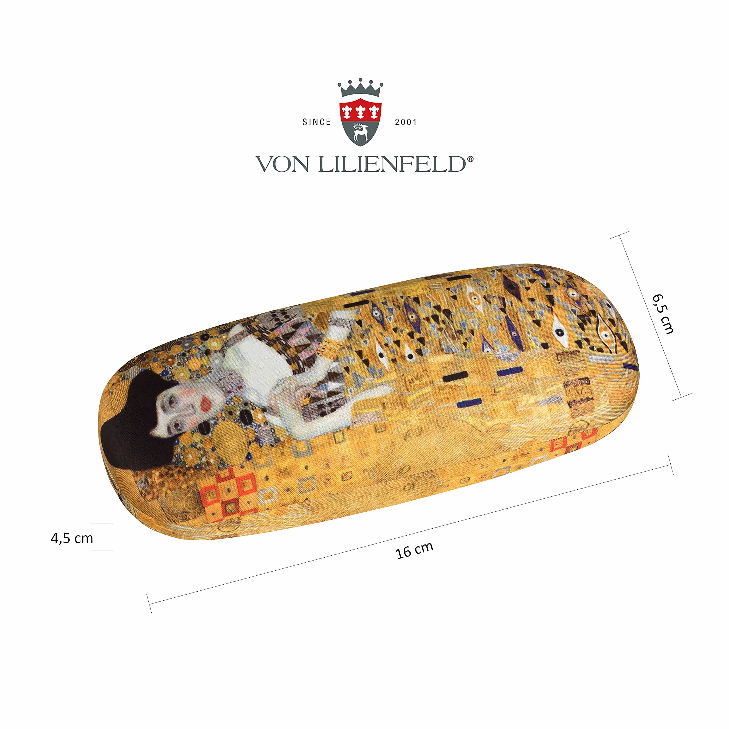 VON LILIENFELD futerał na okulary Gustav Klimt Adele okulary mikrofibra ściereczka do czyszczenia okularów pudełko na okulary solidny futerał pokryty tkaniną