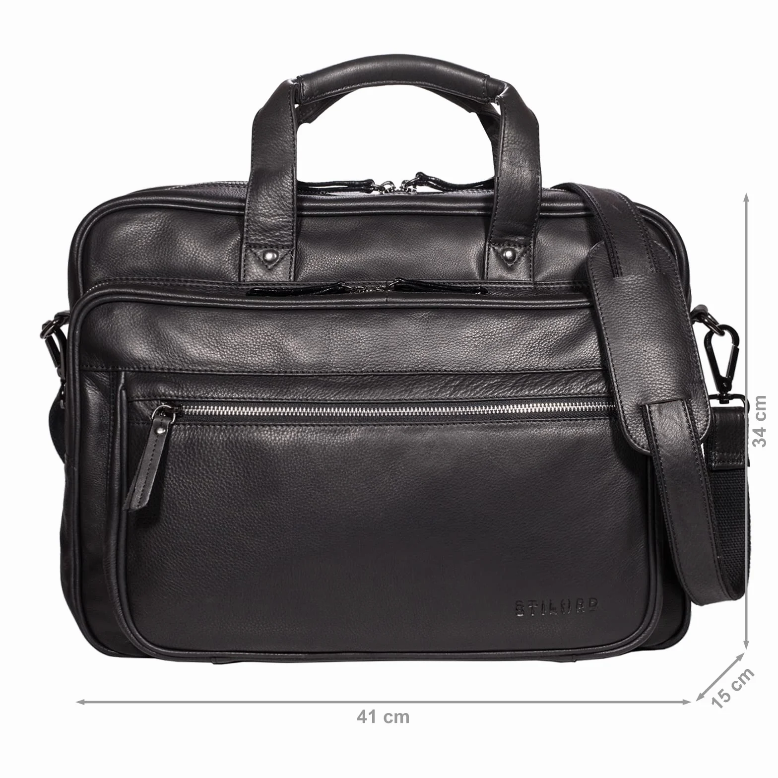 STILORD "Walt" Vintage Briefcase Skórzany mężczyzna Damska torba nauczycielska XL duża biurowa torba na ramię na 15,6 cala laptopa Oryginalna skóra Kolor:średni brąz