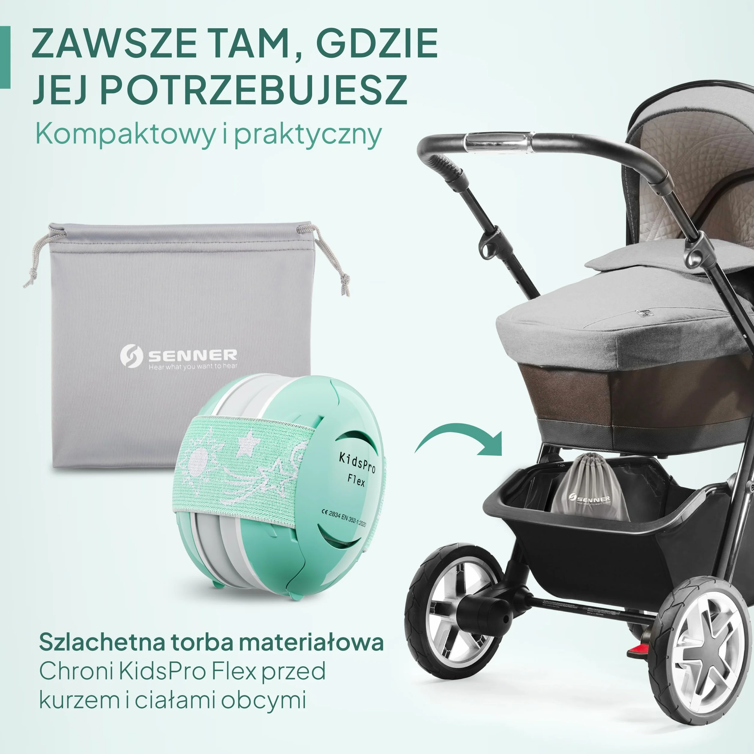Senner ® KidsPro Flex | Ochronniki słuchu - Ochrona słuchu dla niemowląt - Elastyczne nauszniki z SNR 25 dB. Idealne na co dzień, imprezy, wydarzenia, sport i muzykę - Turkusowe