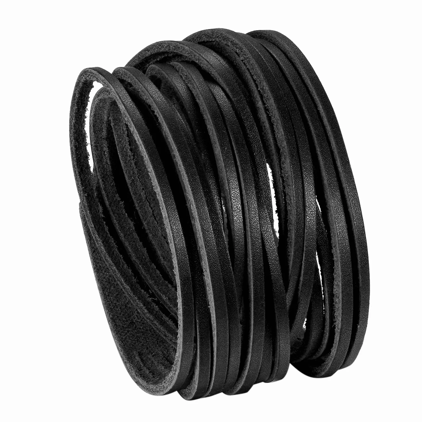 JewelryWe Biżuteria męska, szeroka skórzana bransoletka, punkowa, z zatrzaskiem, pleciona skórzana bransoletka, owijana, mankiet, regulowany rozmiar, kolor czarny/ brązowy, Skóra, Bez kamienia