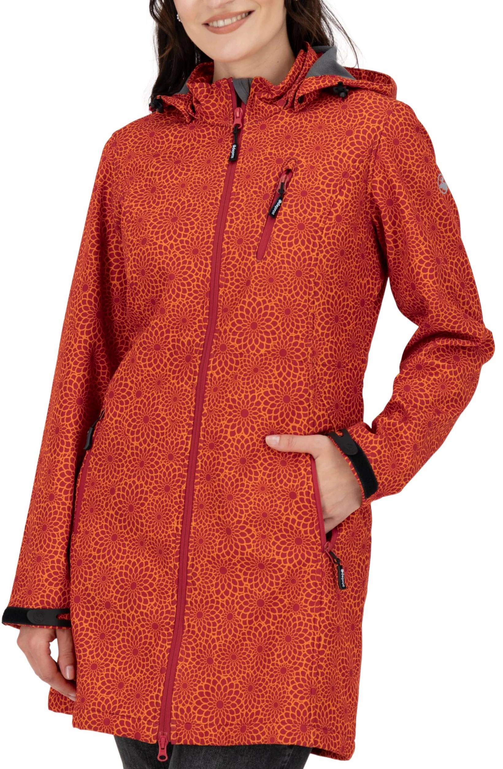 DEPROC A.C.T.I.V.E Płaszcz softshell Kobiety Damen Softshellmantel Mit Abnehmbarer Kapuze Übergangsjacke Kurzmantel Shelby Long