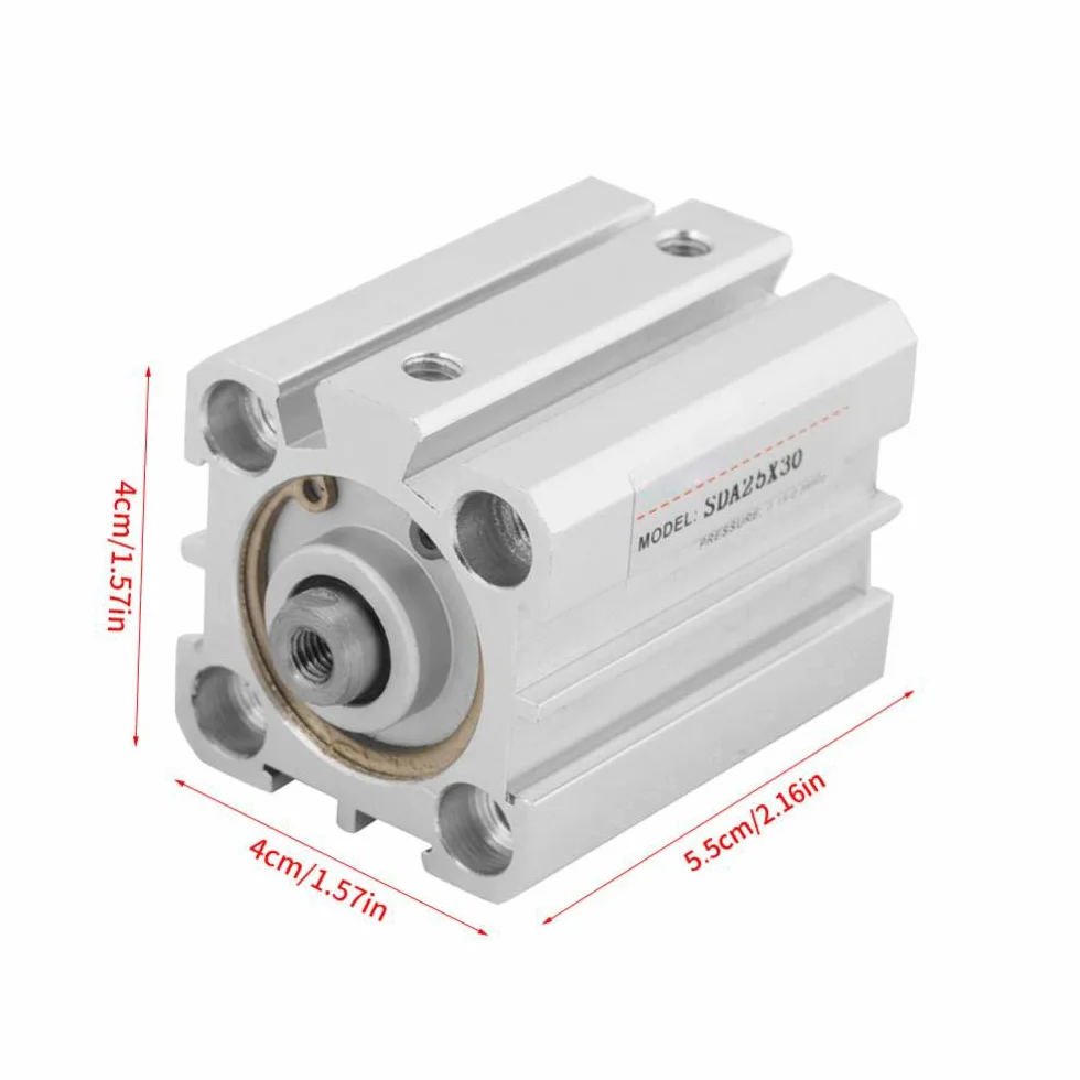 Kompaktowy aluminiowy pneumatyczny siłownik dwustronnego działania SDA25x30