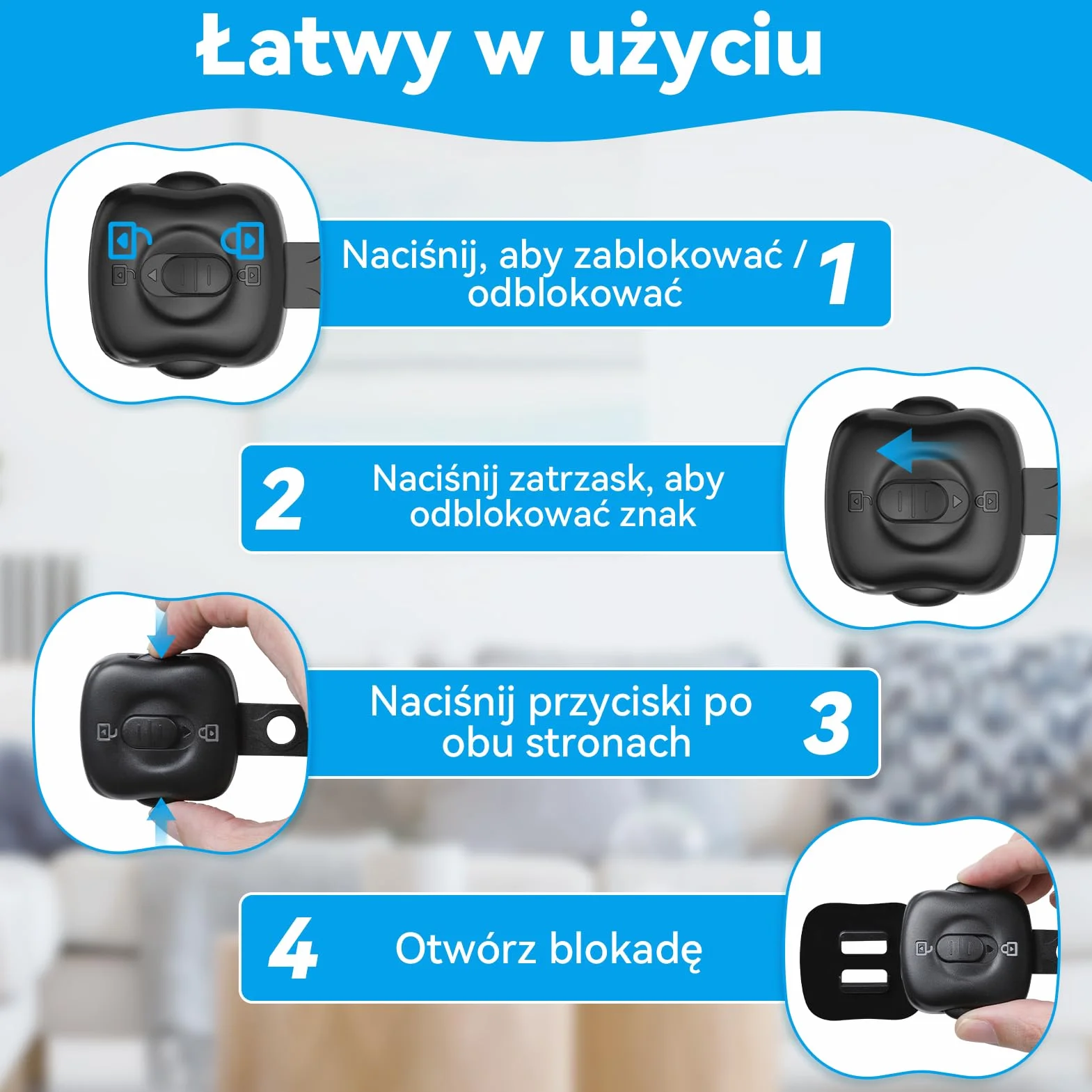 Bezpieczne zamki do szafek dla dzieci, 6-częściowe podwójne zamki zabezpieczające przed dziećmi, regulowane zamki zabezpieczające dla dzieci do szafek, szuflad, lodówki, toalety (czarny)