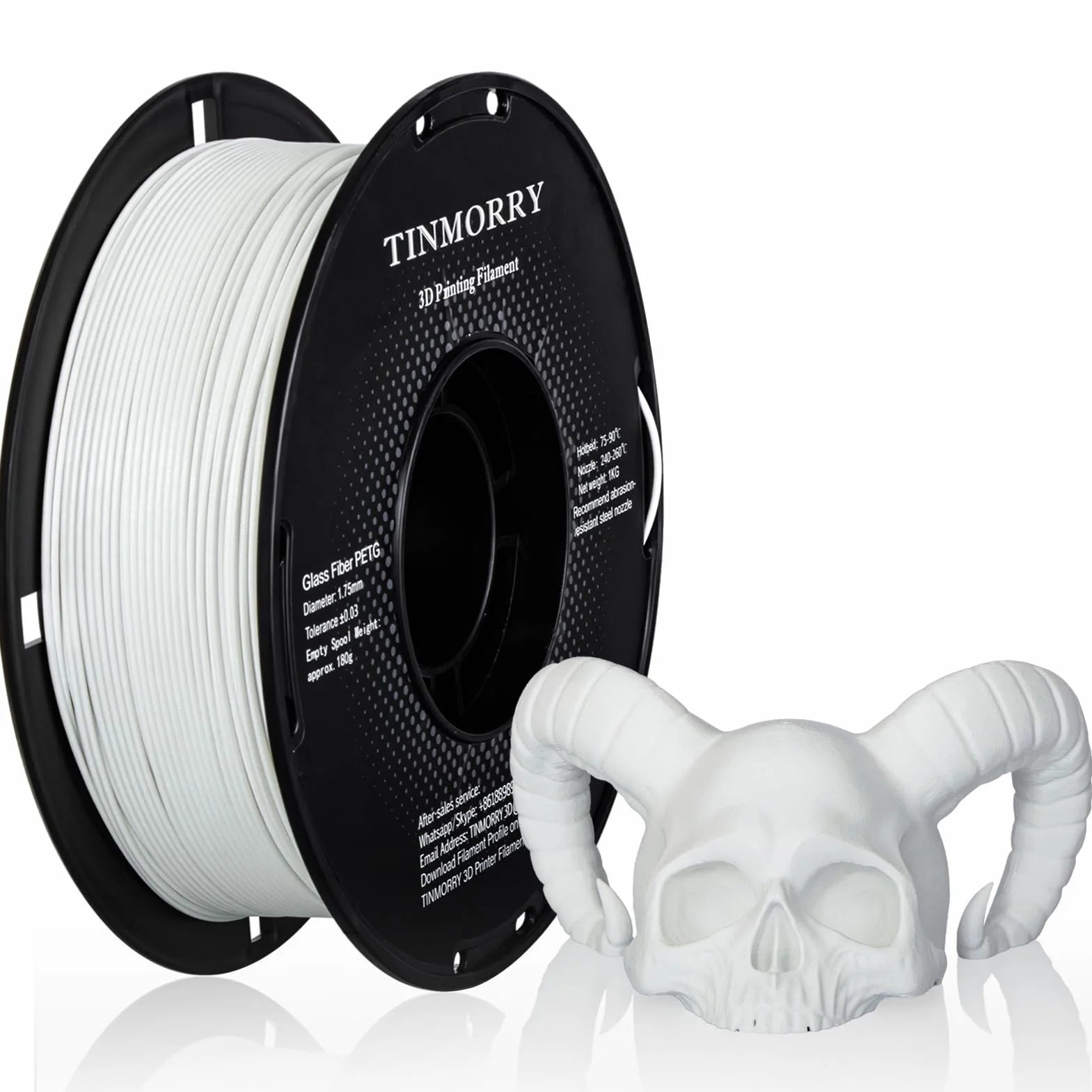 Glasfaser PETG Filament 1.75mm, hohe Schlagzähigkeit matt PETG-GF 3D Druck Filament, Haltbarkeit & Steifigkeit, perfekt kompatibel mit Bambu Lab FDM 3D Drucker, 1 KG 1 Spule, Frosted Weiß