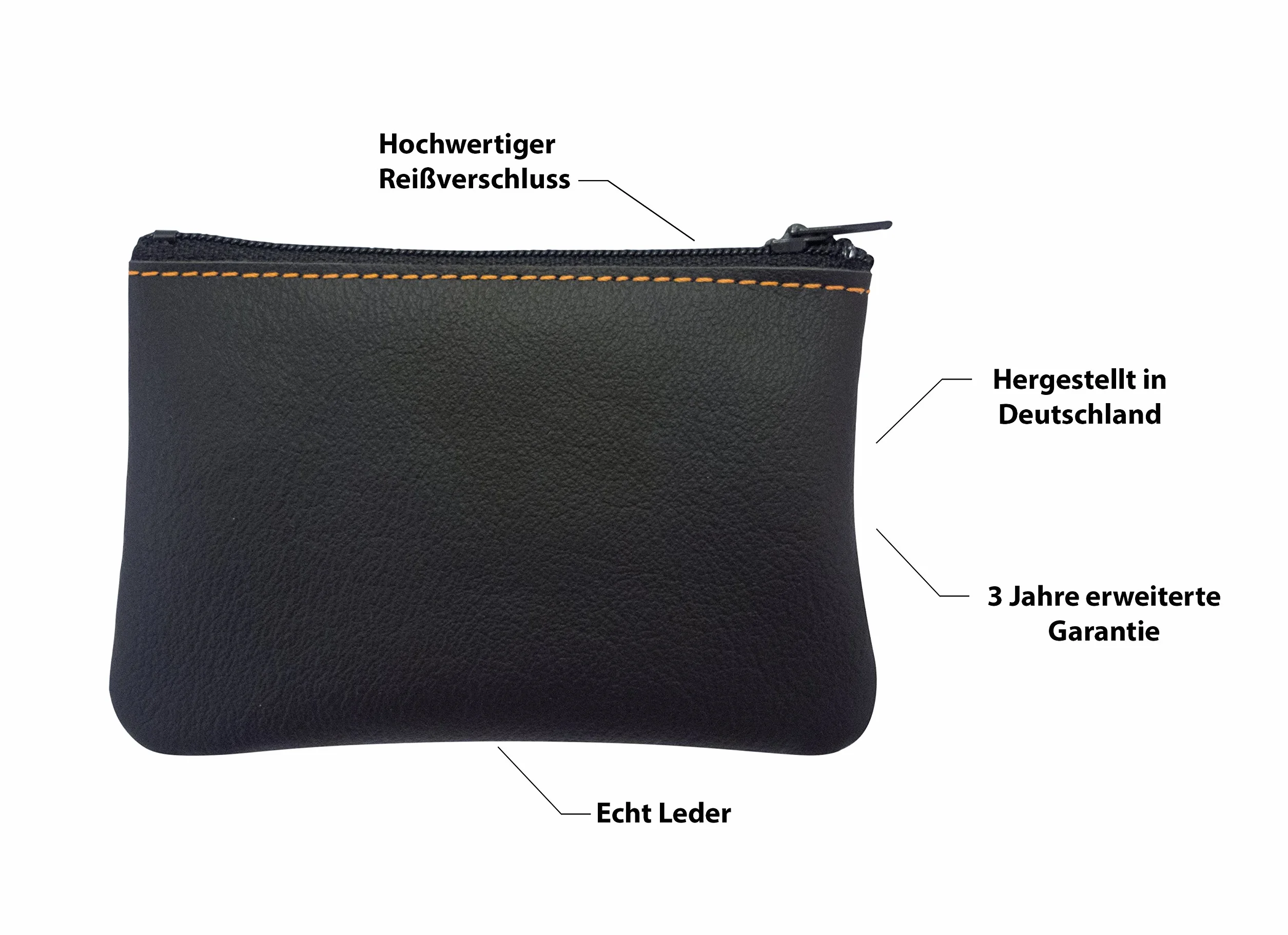Lederprinz® | Etui na klucze z prawdziwej skóry 3 lata rozszerzonej | Skóra Nappa | Wykonanie ręczne, czarny, 105x70x10mm