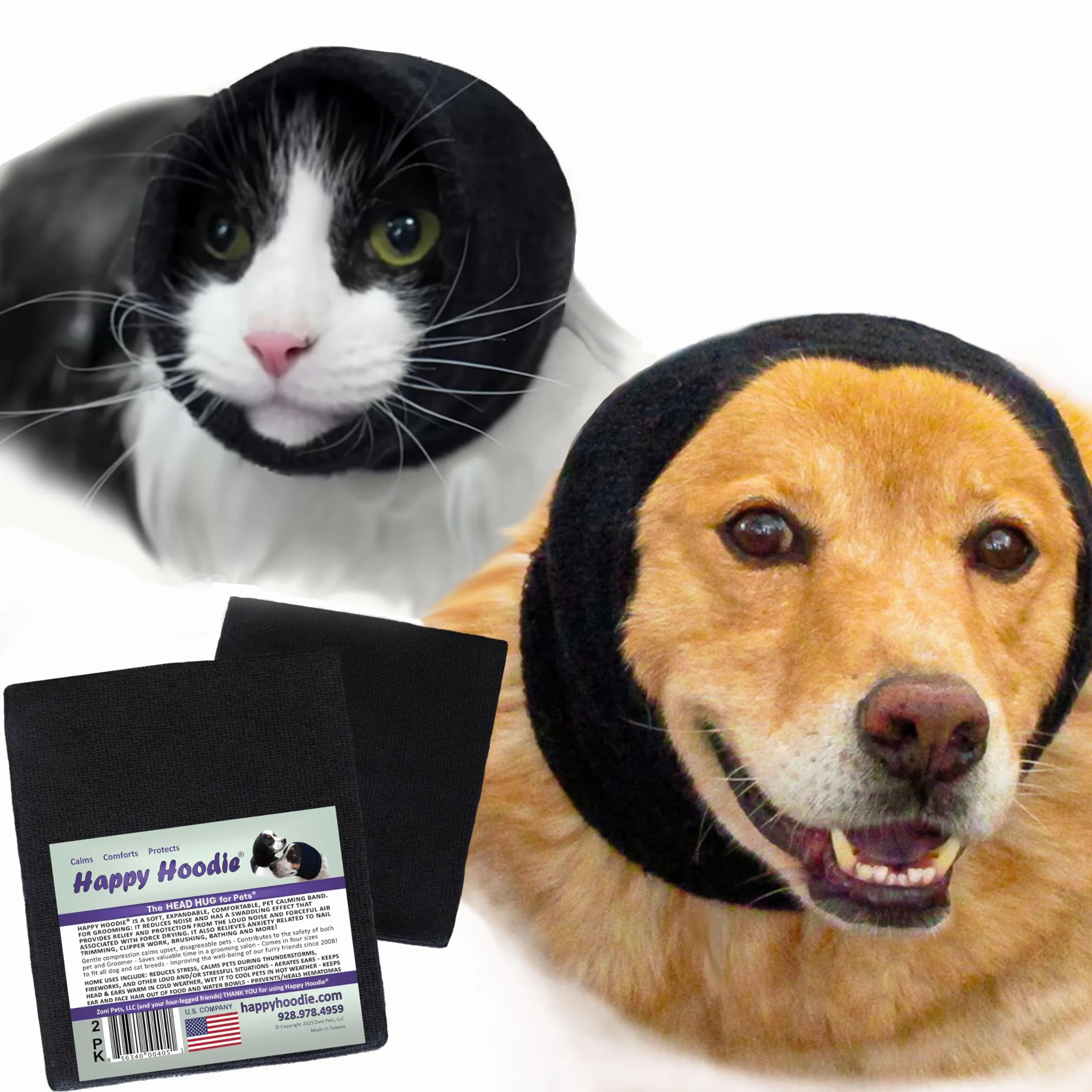 Zoni Pets, LLC Happy Hoodie Black 2 Pack, Contains one Large and one small Hoodie by