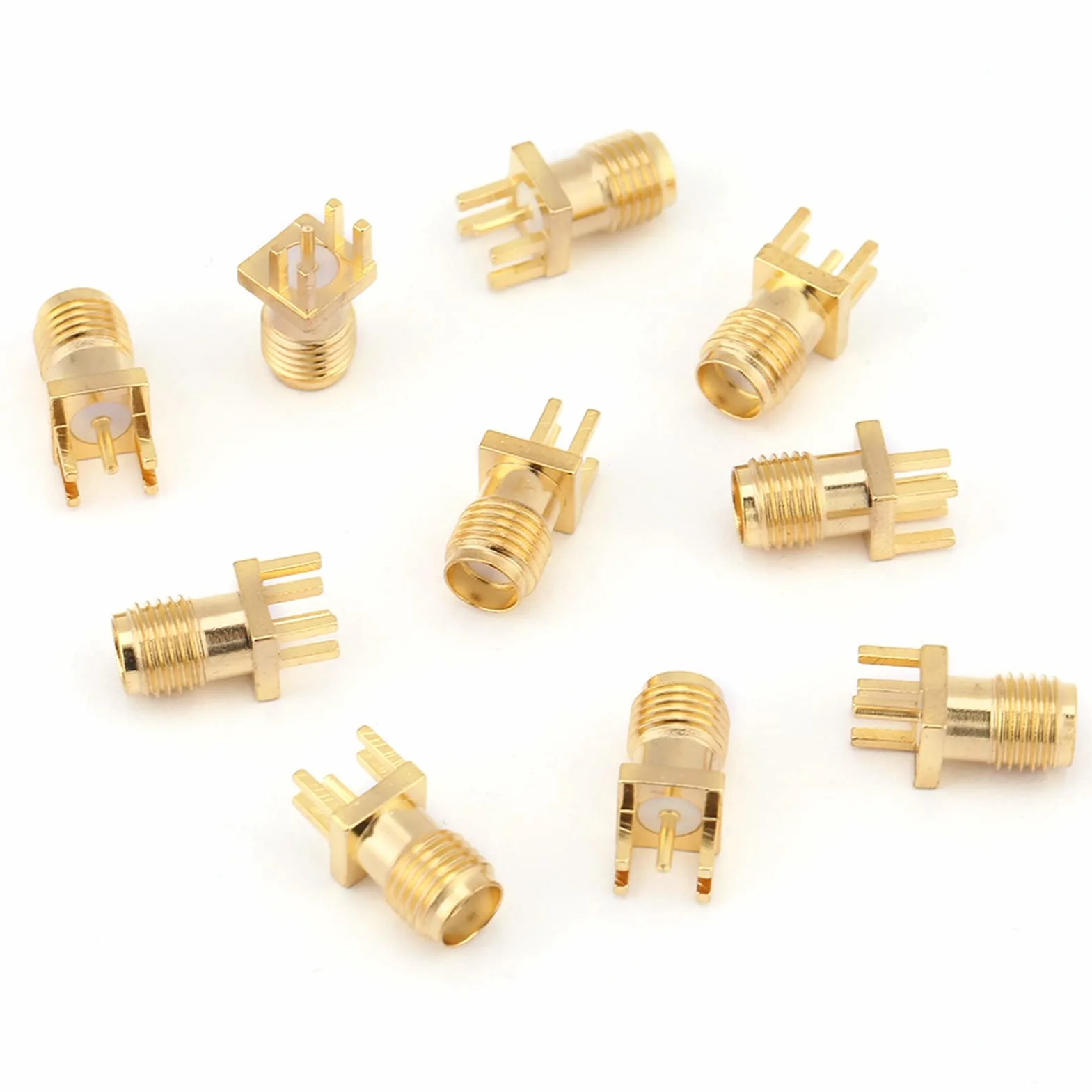 10 sztuk mosiężne pozłacane gniazdo SMA gniazdo gniazdo jack końcówka Launch50 omów złącze wtykowe HF PCB klips montaż krawędzi adapter