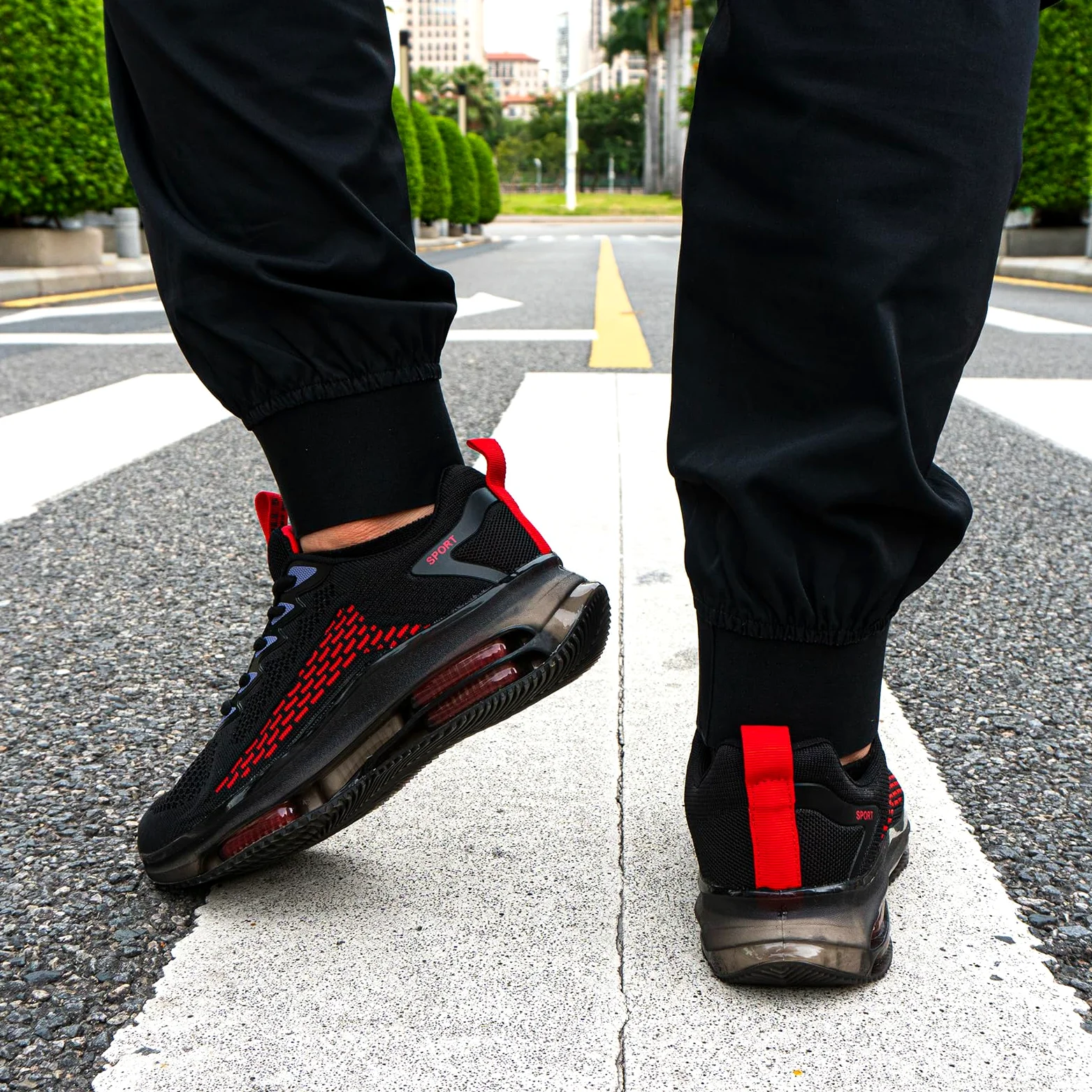 Hitmars Sneakersy męskie do biegania, buty sportowe, oddychające, lekkie buty do chodzenia, do aktywności na świeżym powietrzu, buty do biegania, sportowe, sneakersy, czarne, niebieskie, rozmiar 39-48