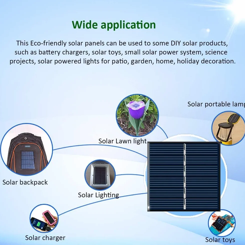 GTIWUNG Zestaw 6 3 V 0,55 W 60 x 55 mm mikro mini ogniw paneli słonecznych do energii słonecznej, domu DIY, projektów naukowych, zabawek, ładowarek