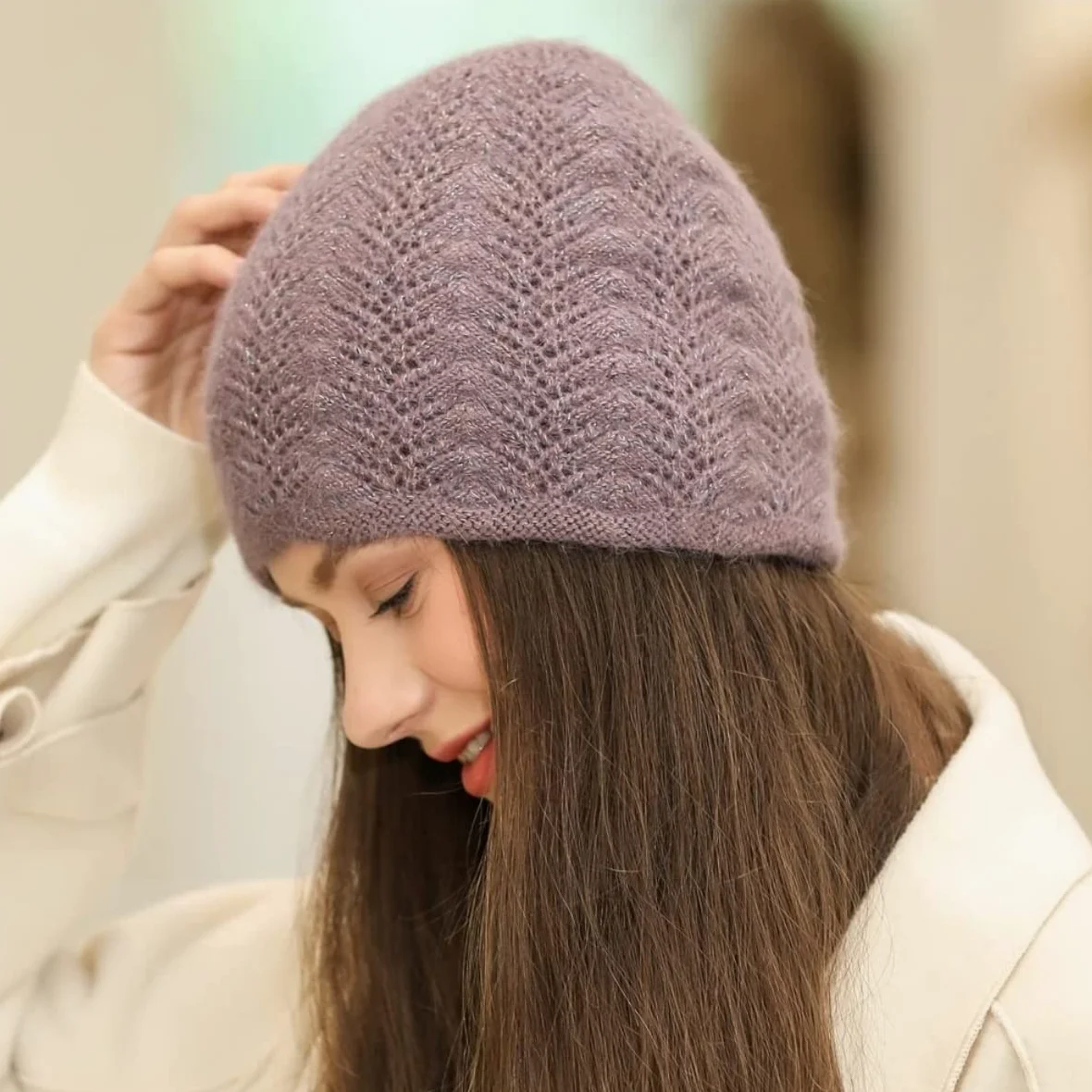 Czapka Beanie Czapka Zimowa Damska Dzianinowa Miękka I Ciepła Z Mankietem (Jeden Rozmiar)