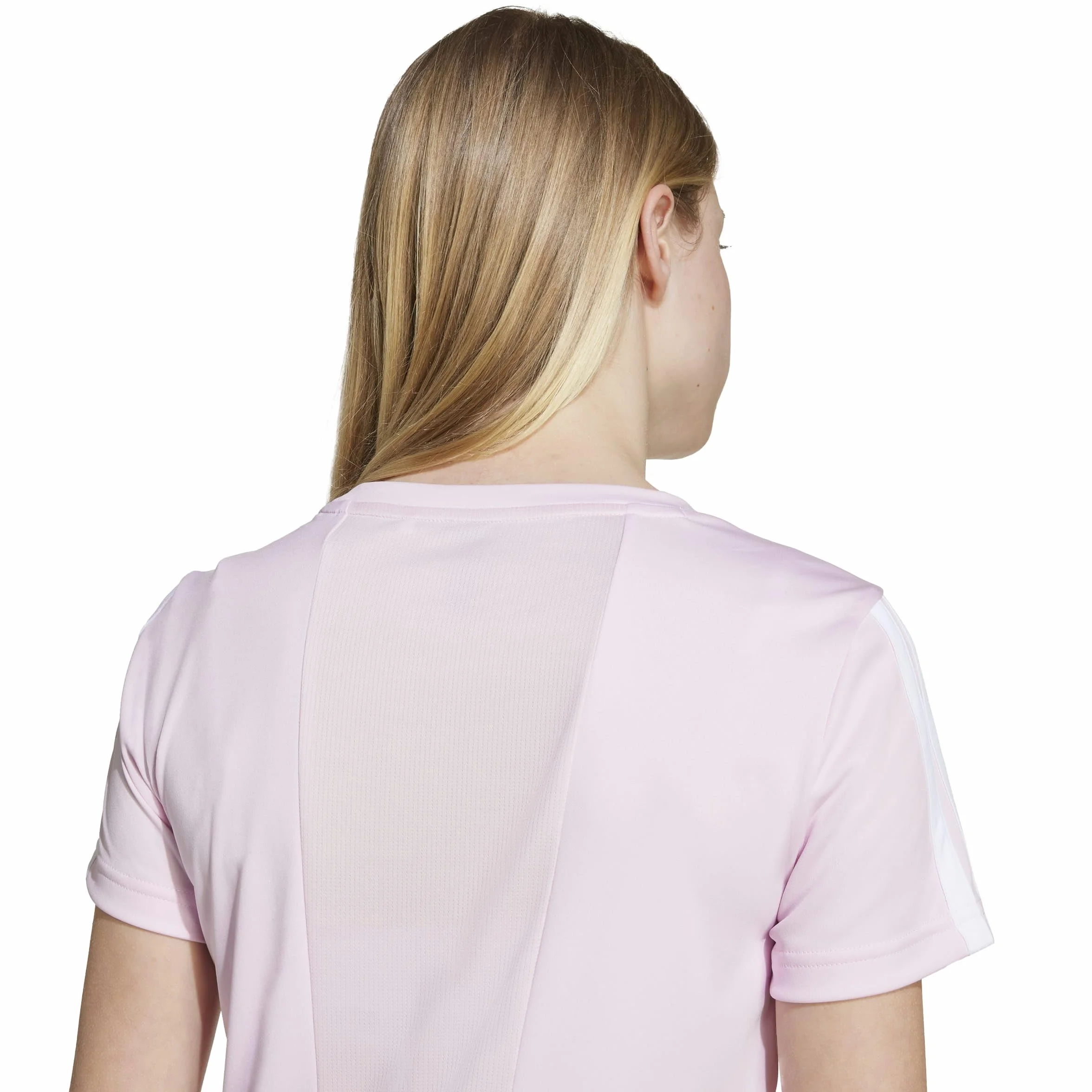 adidas meisjes TRAIN ESSENTIALS 3-STRIPES T-SHIRT, Clear Pink/White, 14-15 Years