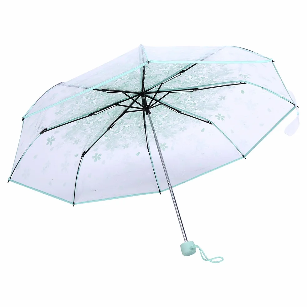 Ejoyous Przezroczysty Parasol z Kwiatami - Mały Dziecięcy dla Dziewczynek, Damski Przeciwdeszczowy ze Wzorem Sakury, Lekki, Odporny na Wiatr
