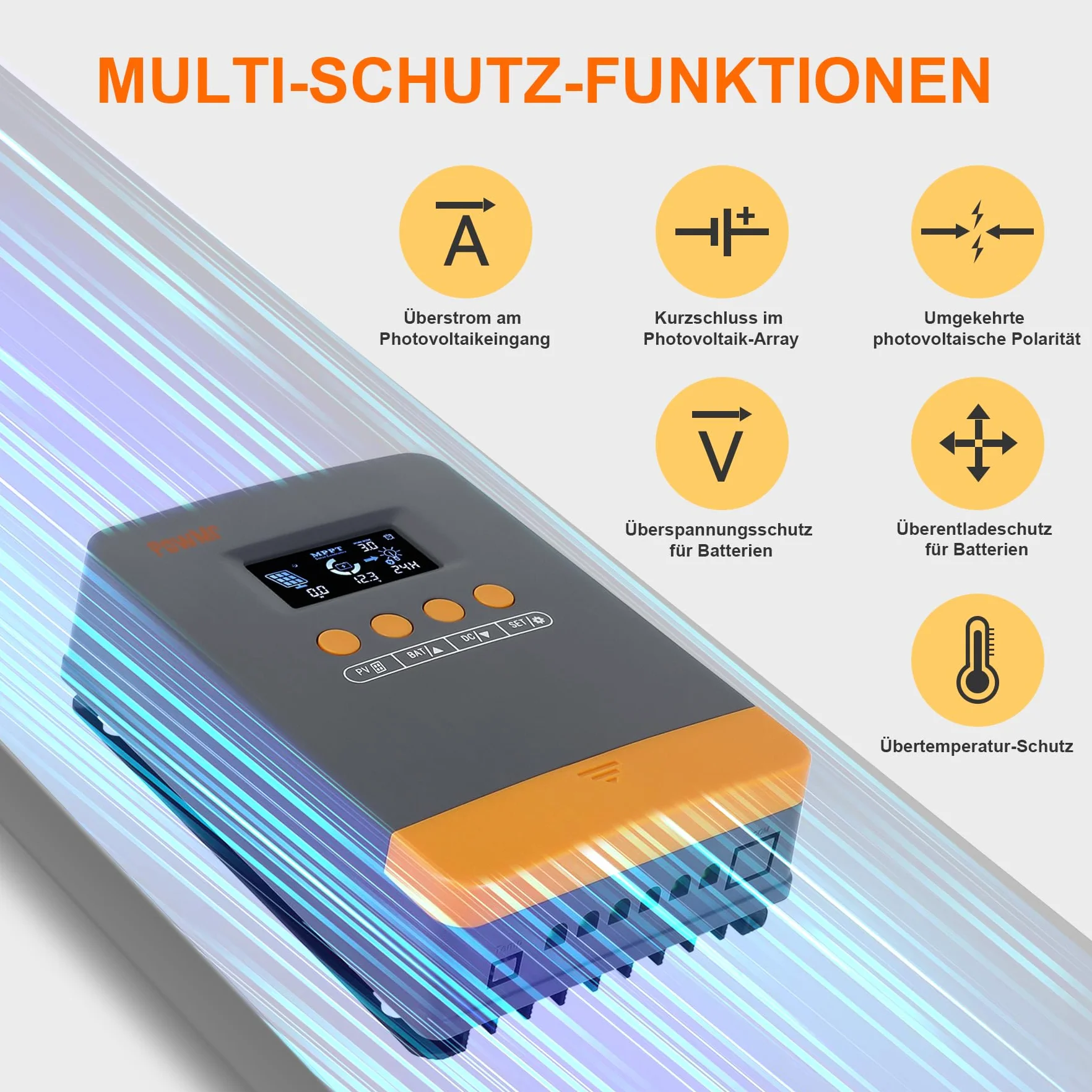 PowMr Regulator ładowania słonecznego MPPT 35 A 12 V/24 V, Max PV Open Voltage 100 V, z różnymi funkcjami automatycznej ochrony, maksymalna moc wejściowa 420 W/840 W