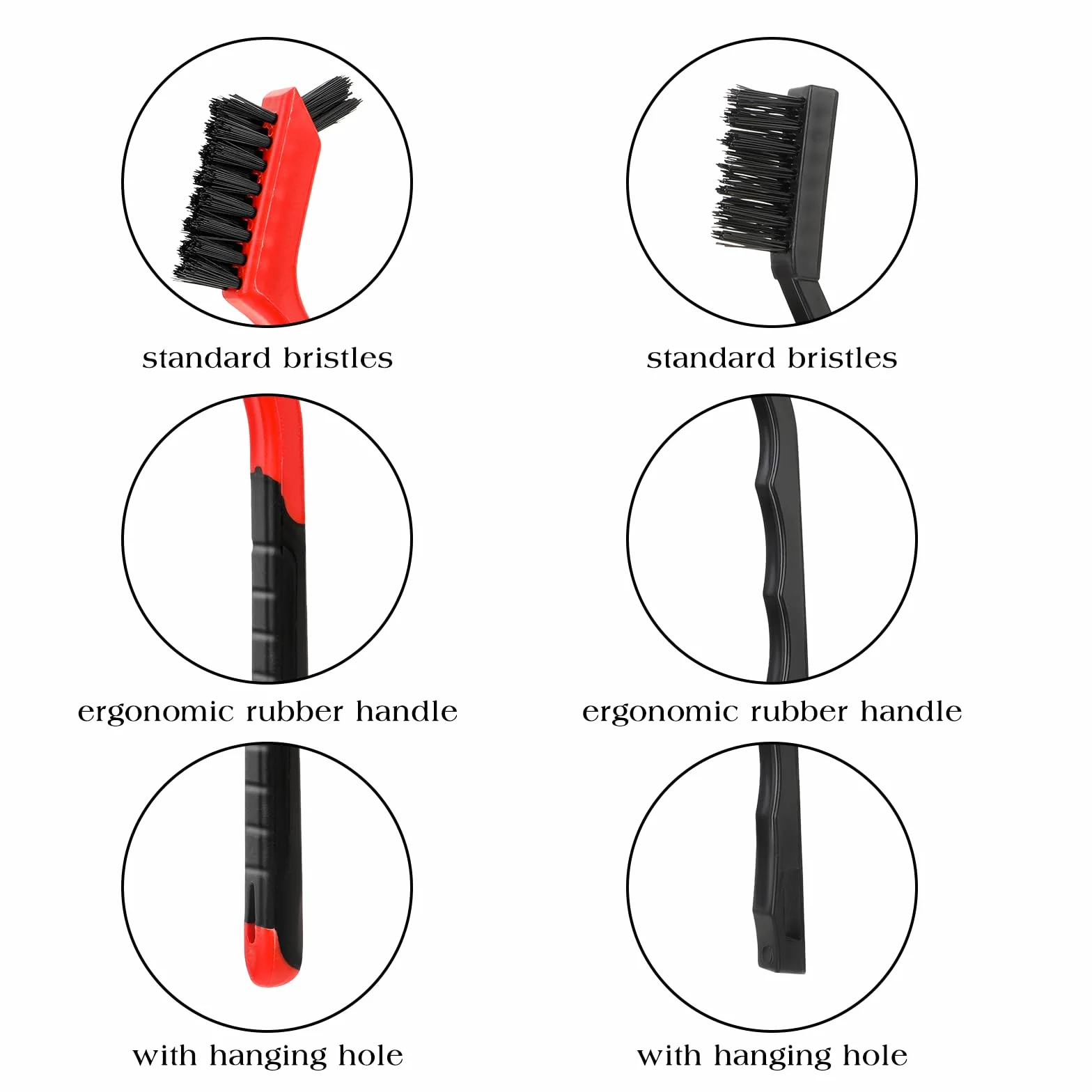 Zestaw szczotek drucianych, 6 szt. metalowych szczotek do czyszczenia, 18 cm, małe szczotki do czyszczenia ze stali nierdzewnej, mosiądzu, nylonu, do usuwania rdzy, czyszczenia brudu, szorowania