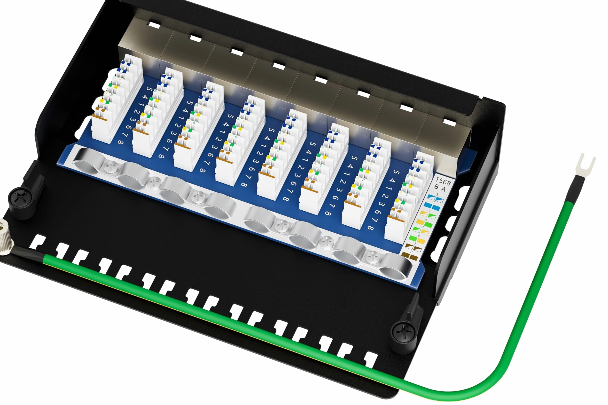 FGB Panel krosowy CAT 7 panel rozdzielczy 8 portów - na stole/ścienne/pulpit ekranowany gniazdo 8X RJ45 - LSA rozdzielacz do przełączników sieciowych Gigabit